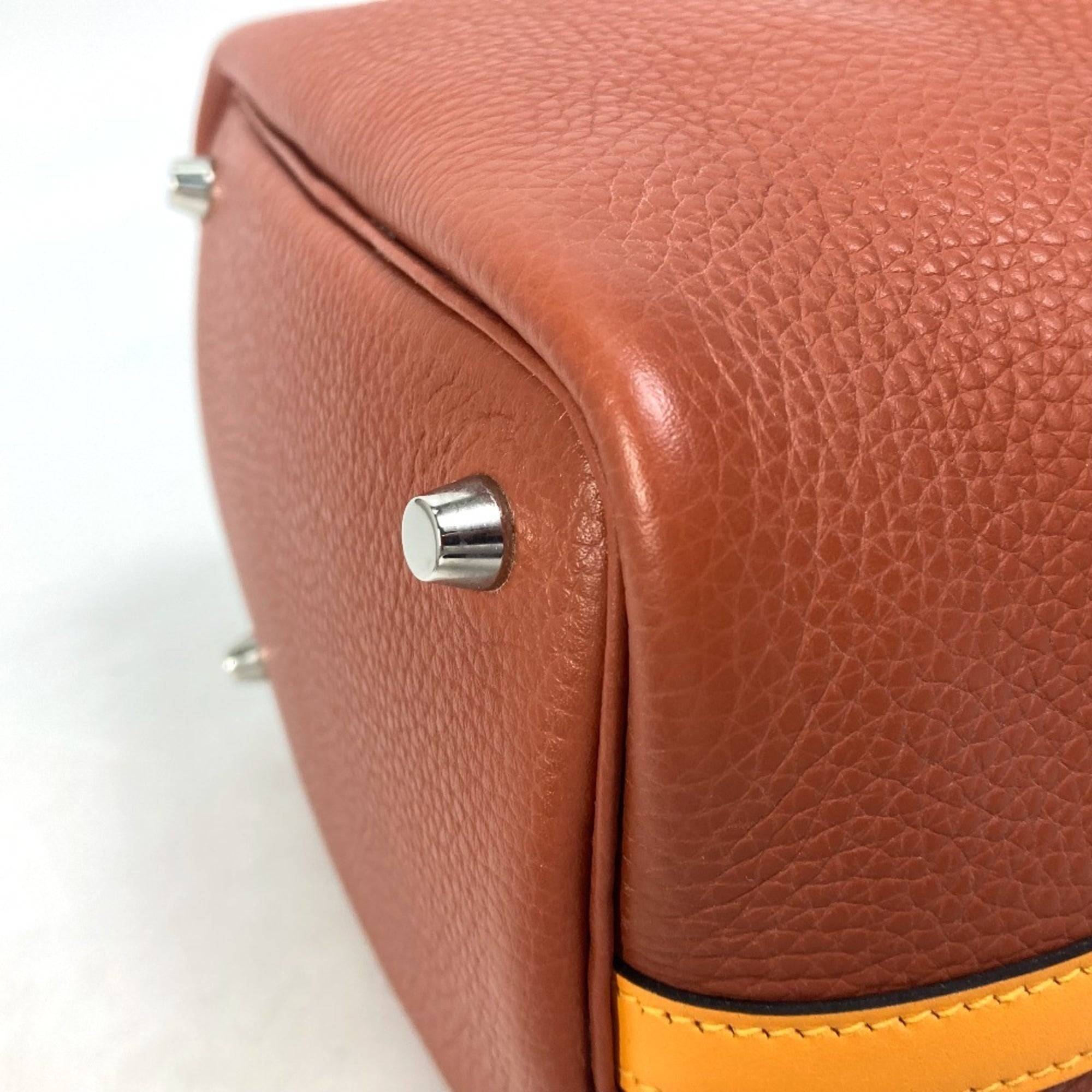 Hermes Bicolor Brown Orange Togo Leather Swift Leather Handbag Tote Bag (Pre-Owned)