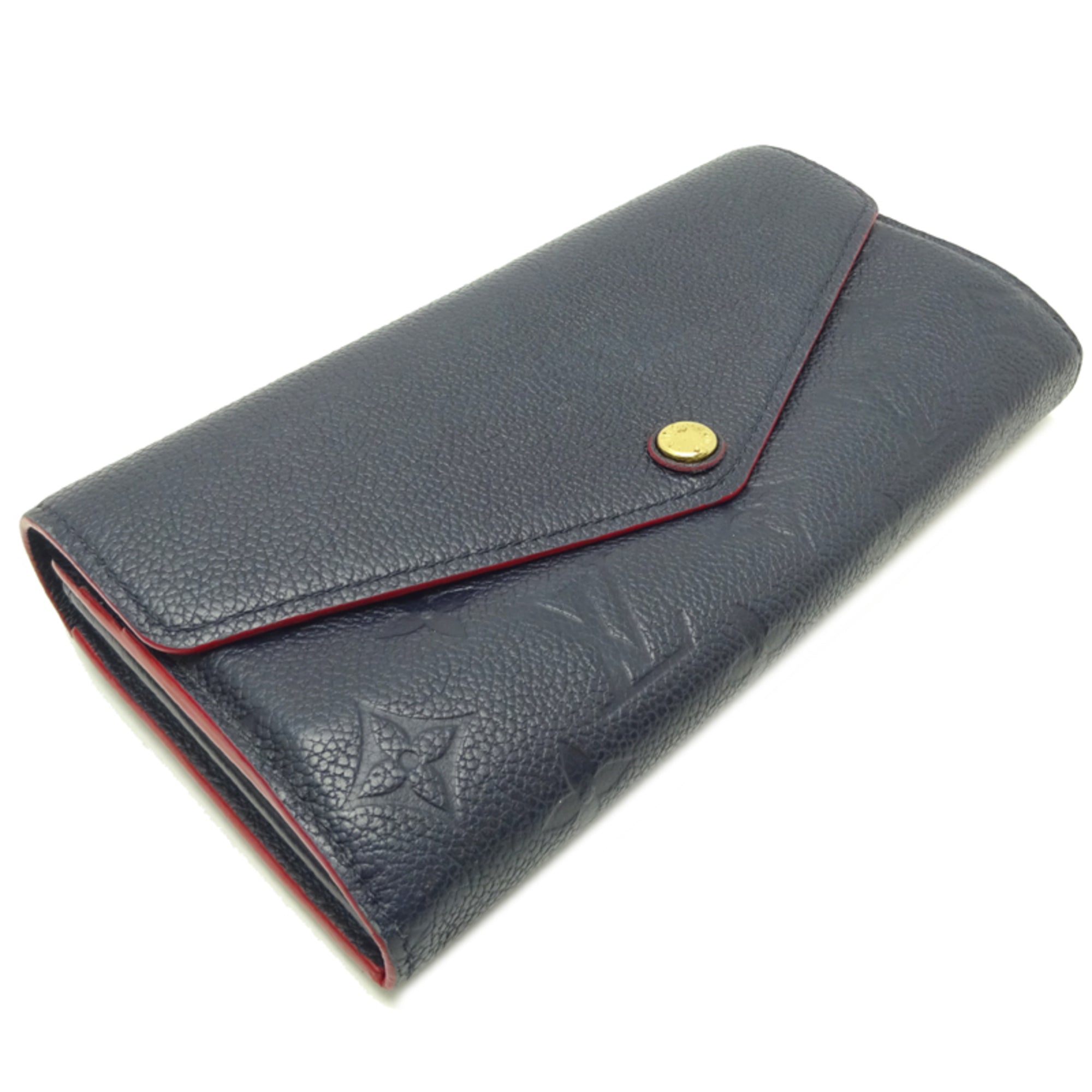 Louis Vuitton Marine Rouge Navy Red Color Monogram Empreinte Long Wallet (Bi-Fold) (Pre-Owned)