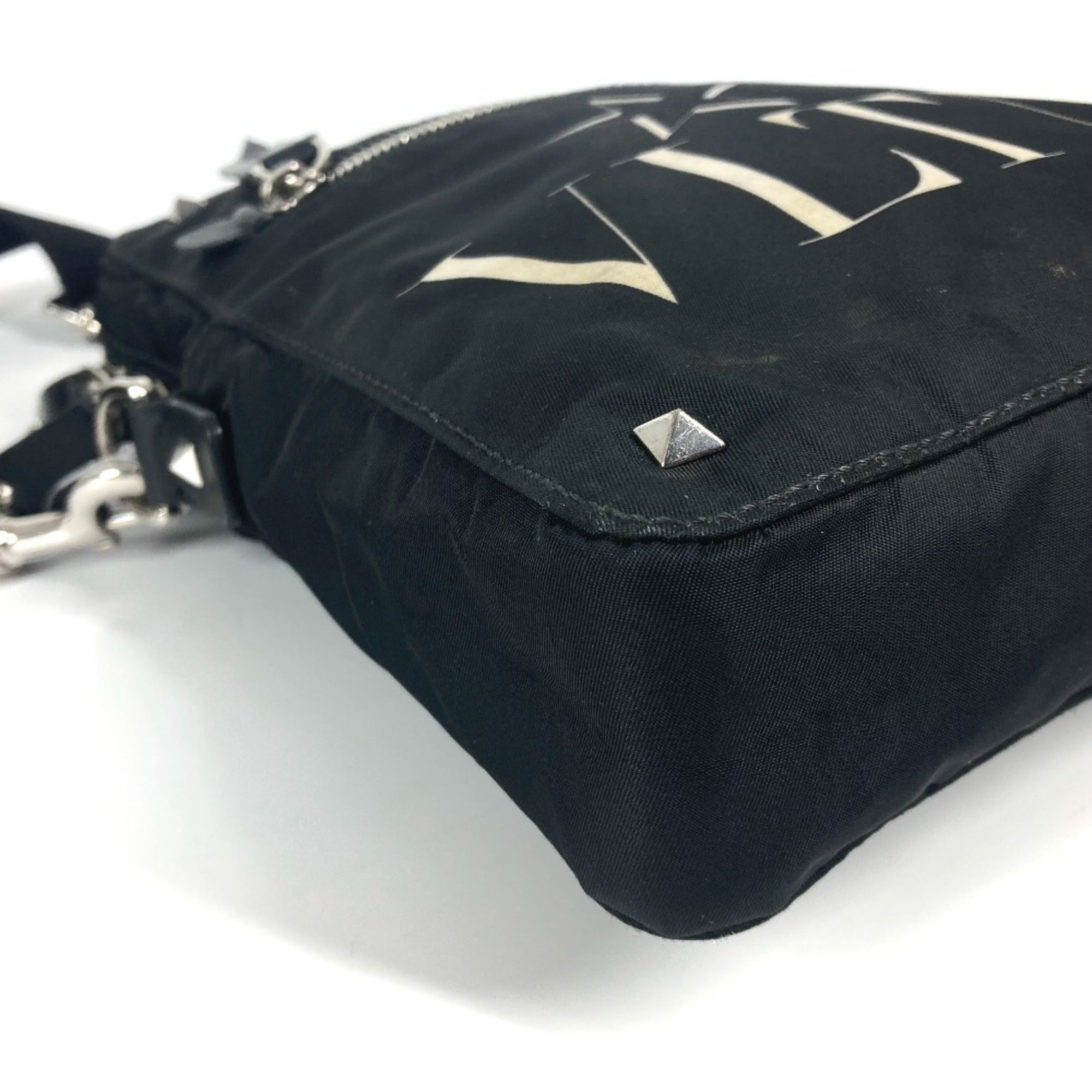 Valentino Black White Nylon Pochette Shoulder Bag (Pre-Owned)