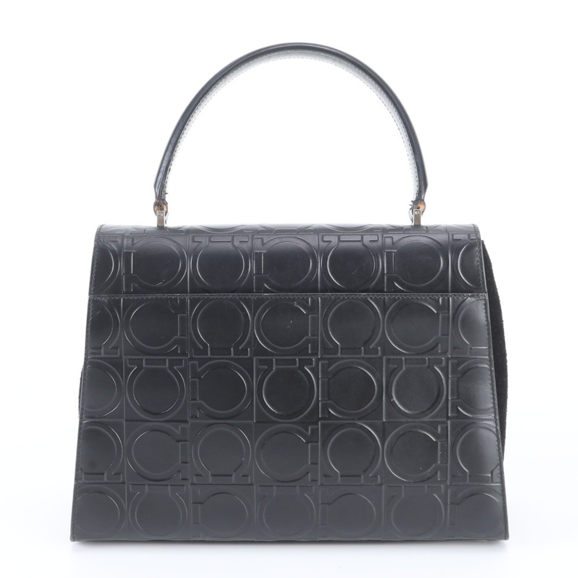 Salvatore Ferragamo Black Leather Handbag Tote Bag (Pre-Owned)