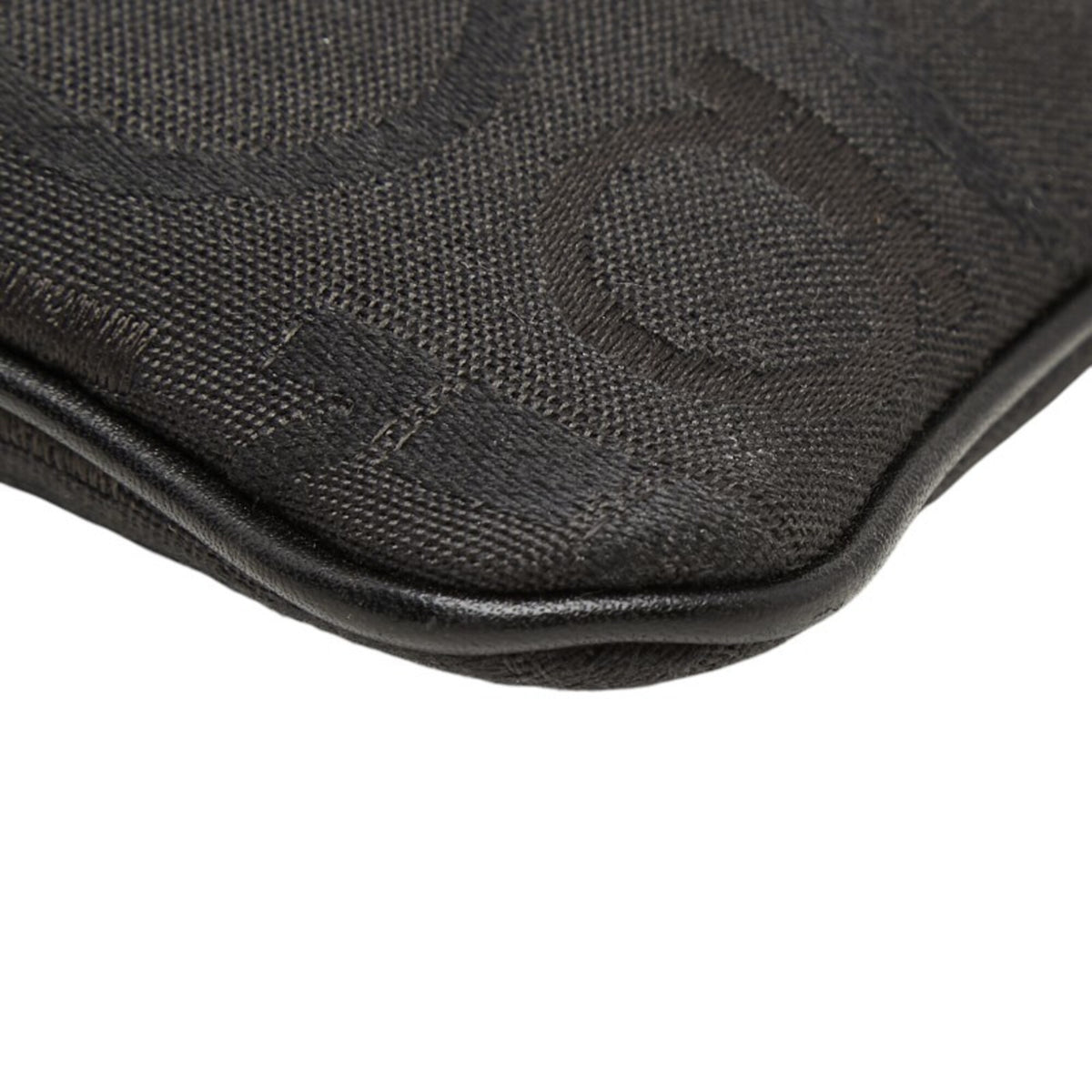 Salvatore Ferragamo Gancini Black Canvas Leather Shoulder Bag (Pre-Owned)