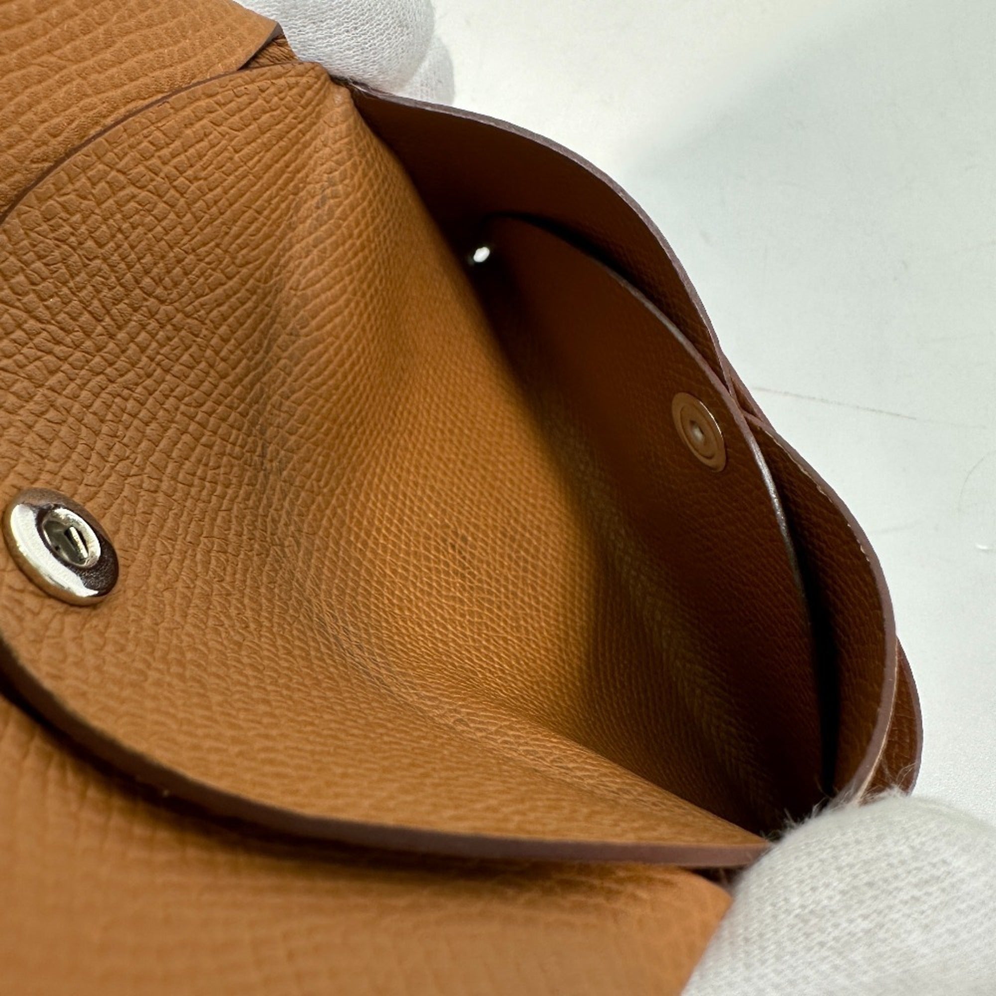 Hermes Brown Gold Brown Epsom Leather Coin Purse/Coin Case (Pre-Owned)