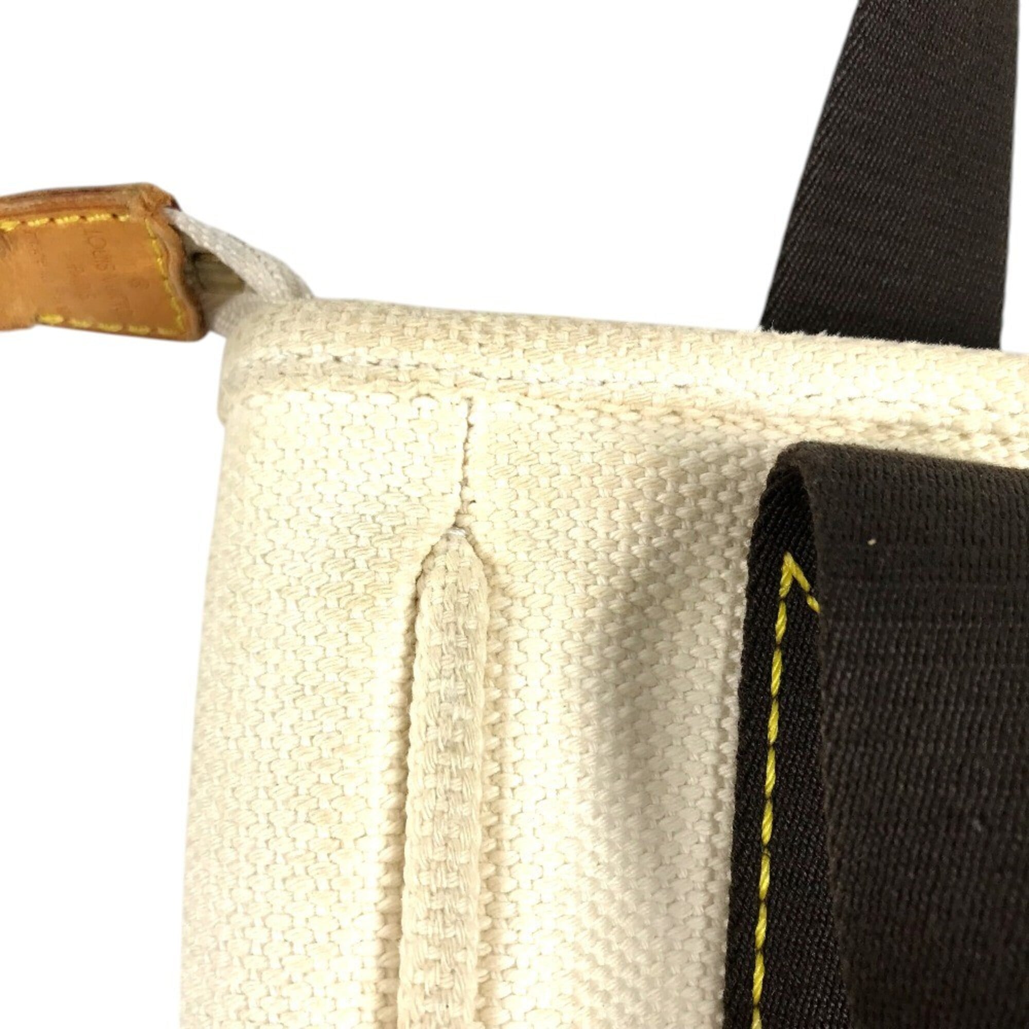 Louis Vuitton Brown White Cotton Handbag Tote Bag (Pre-Owned)