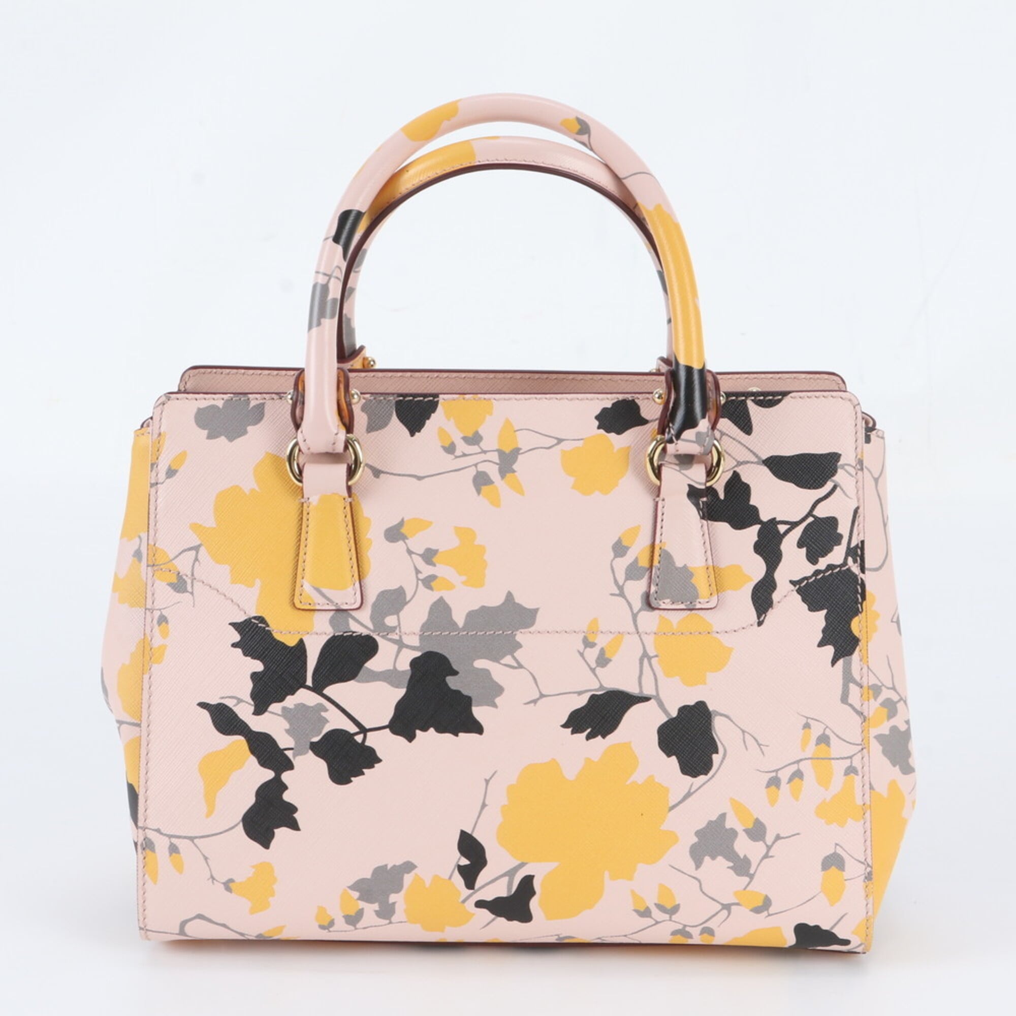 Salvatore Ferragamo Pink Yellow Leather Handbag Tote Bag (Pre-Owned)