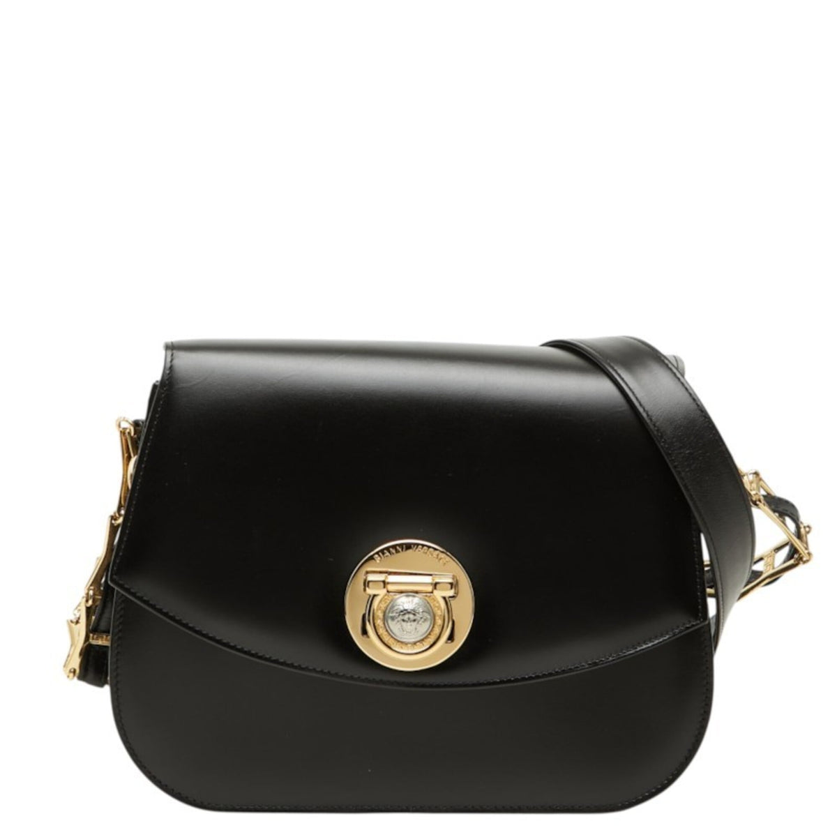 Versace Black Leather Shoulder Bag (Pre-Owned)