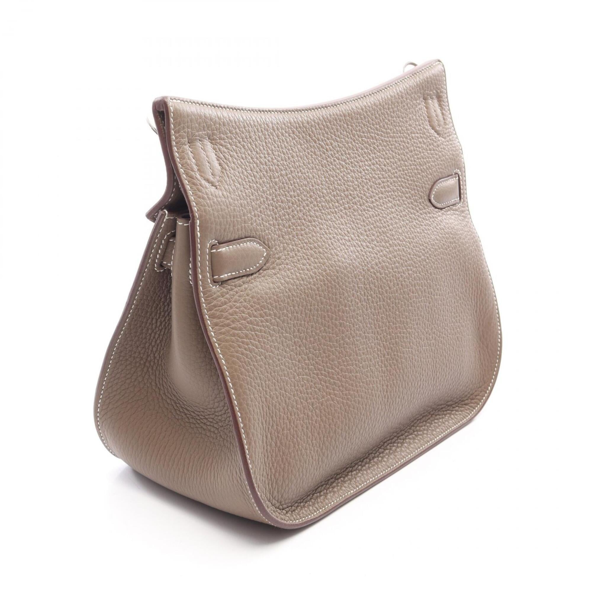 Hermes Etoupe Gray Gray Taurillon Clemence Leather Handbag Shoulder Bag (Pre-Owned)