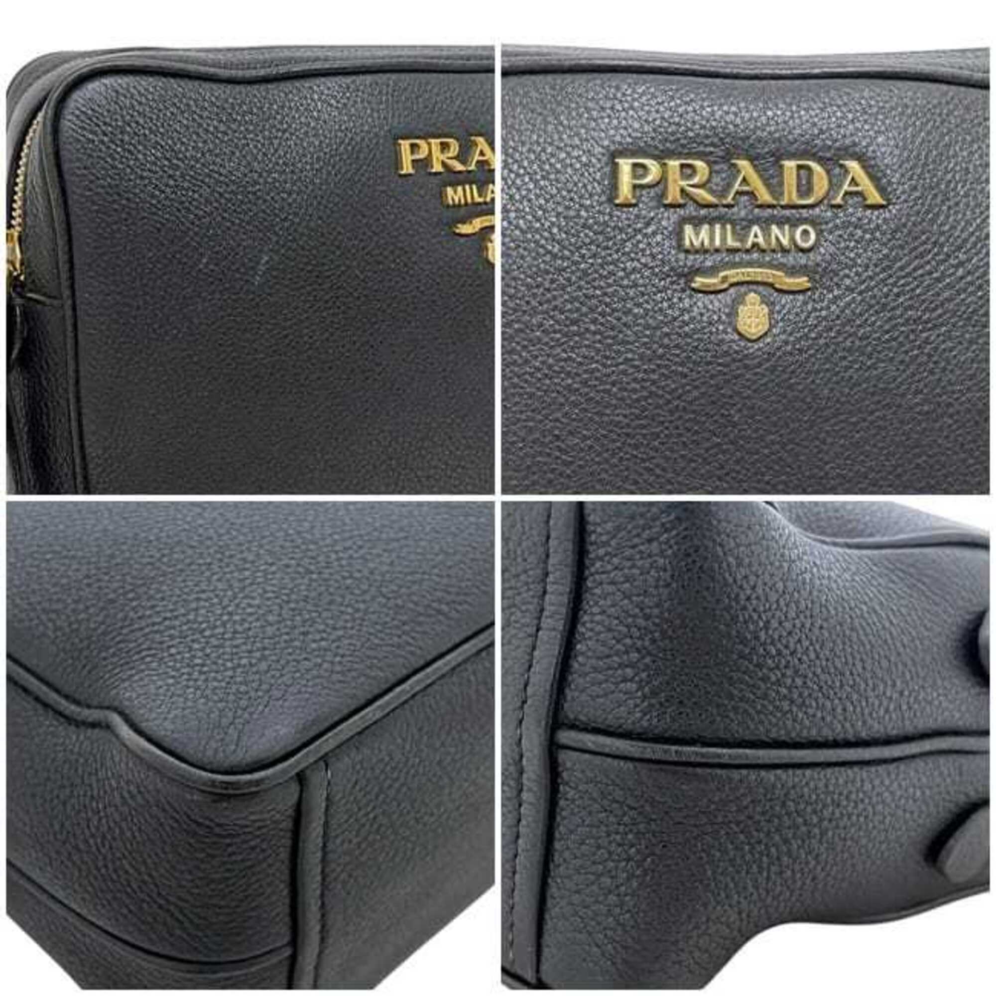 Prada Black Nero Leather Shoulder Bag (Pre-Owned)
