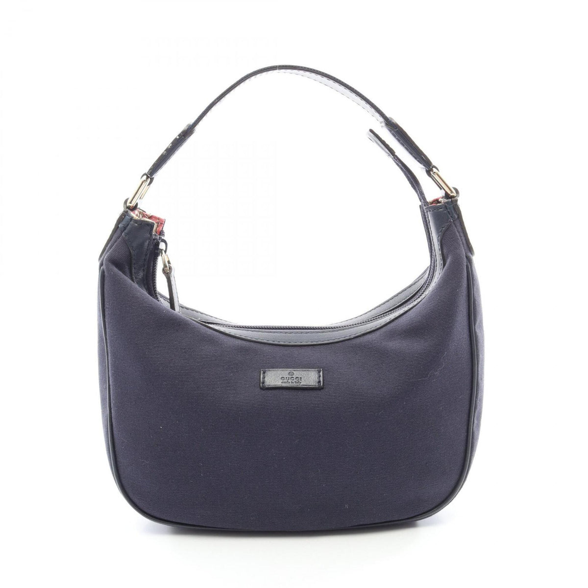 Gucci Navy Canvas Leather Handbag (Pre-Owned)
