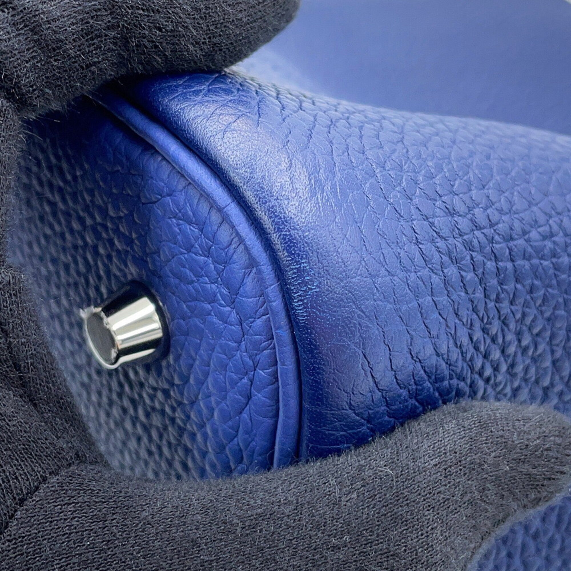 Hermes Bleu Saphir Taurillon Clemence Leather Handbag (Pre-Owned)