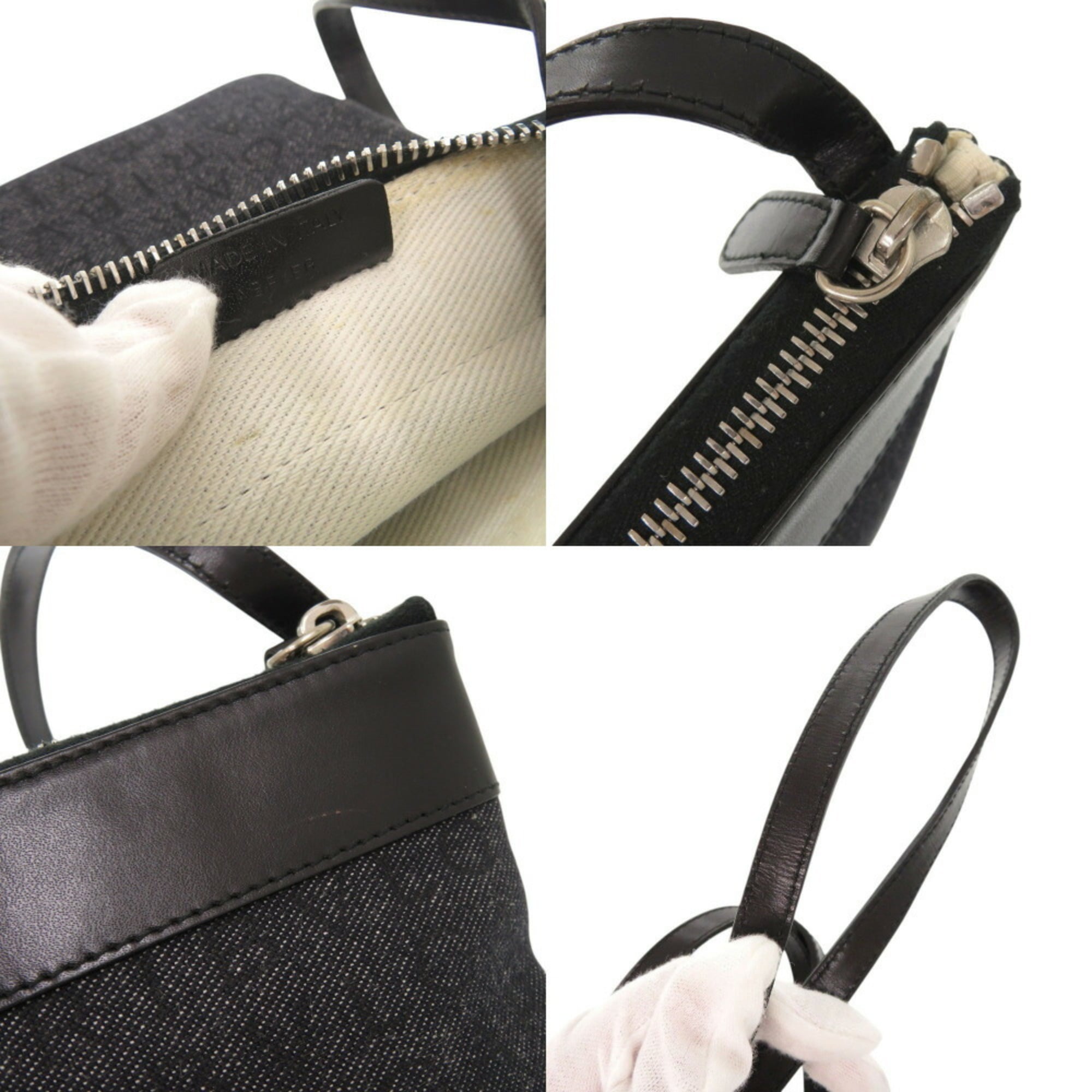 Bvlgari Navy Canvas Leather Pochette Shoulder Bag (Pre-Owned)