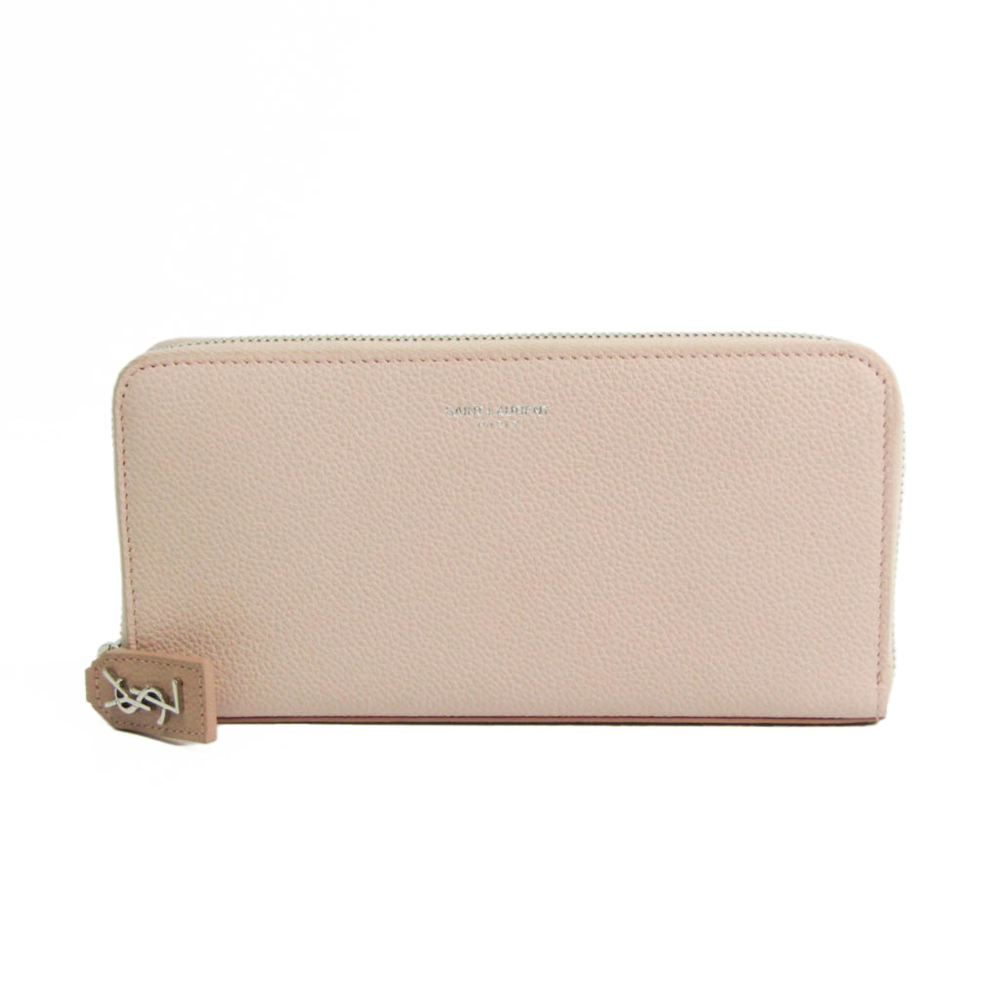 Saint Laurent Light Pink Leather Long Wallet (Bi-Fold) (Pre-Owned)