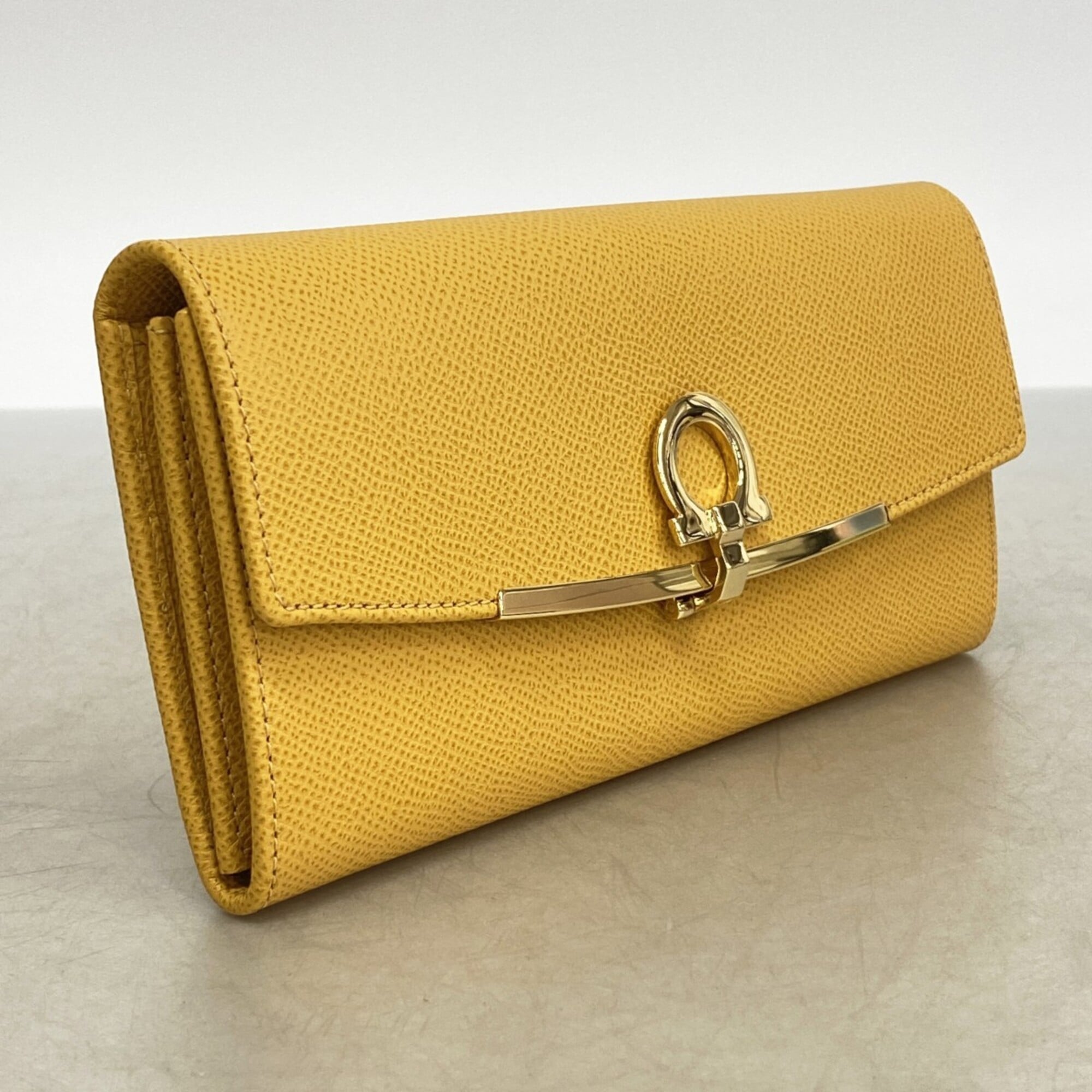 Salvatore Ferragamo Yellow Leather Long Wallet (Bi-Fold) (Pre-Owned)