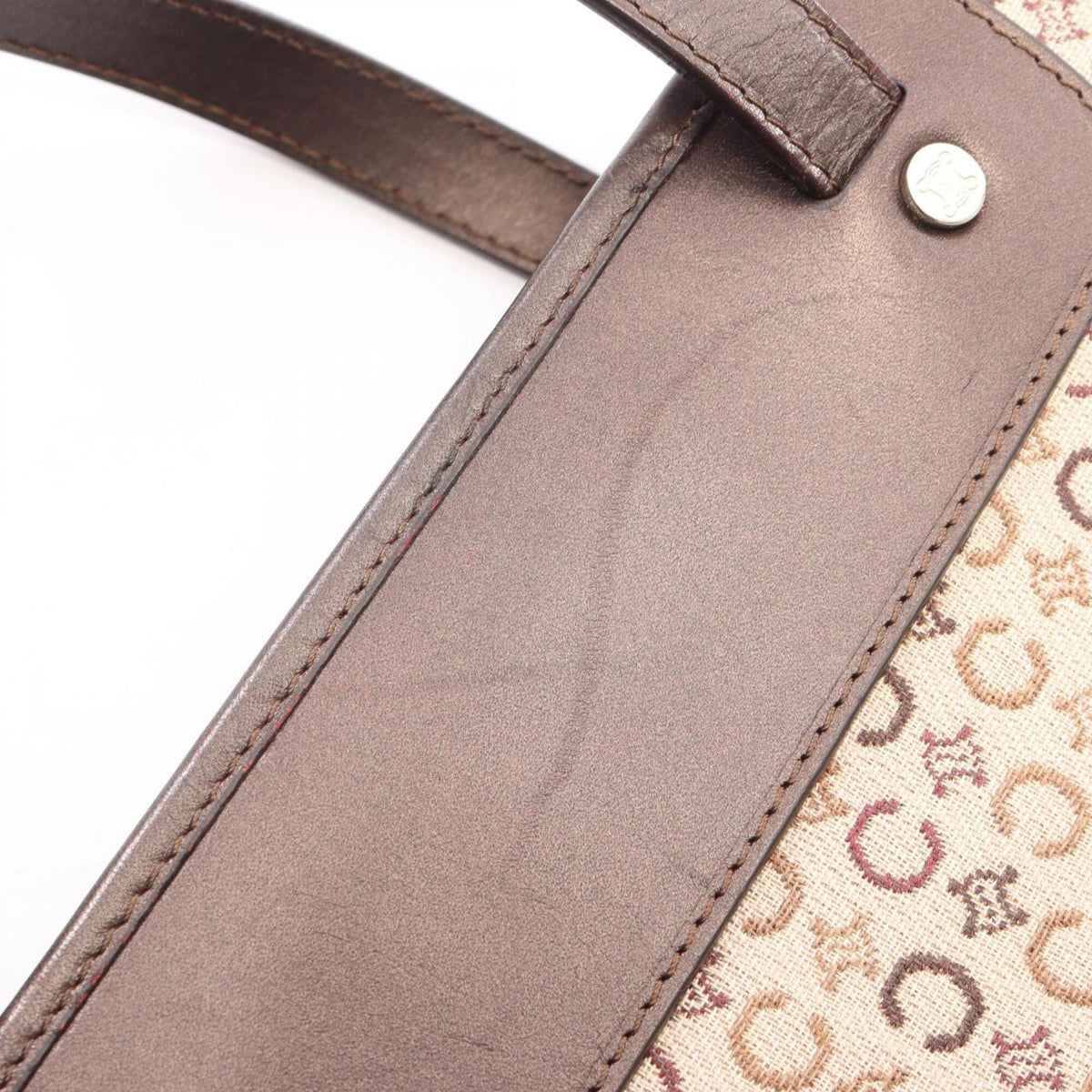 Celine Beige Brown Canvas Leather Handbag (Pre-Owned)