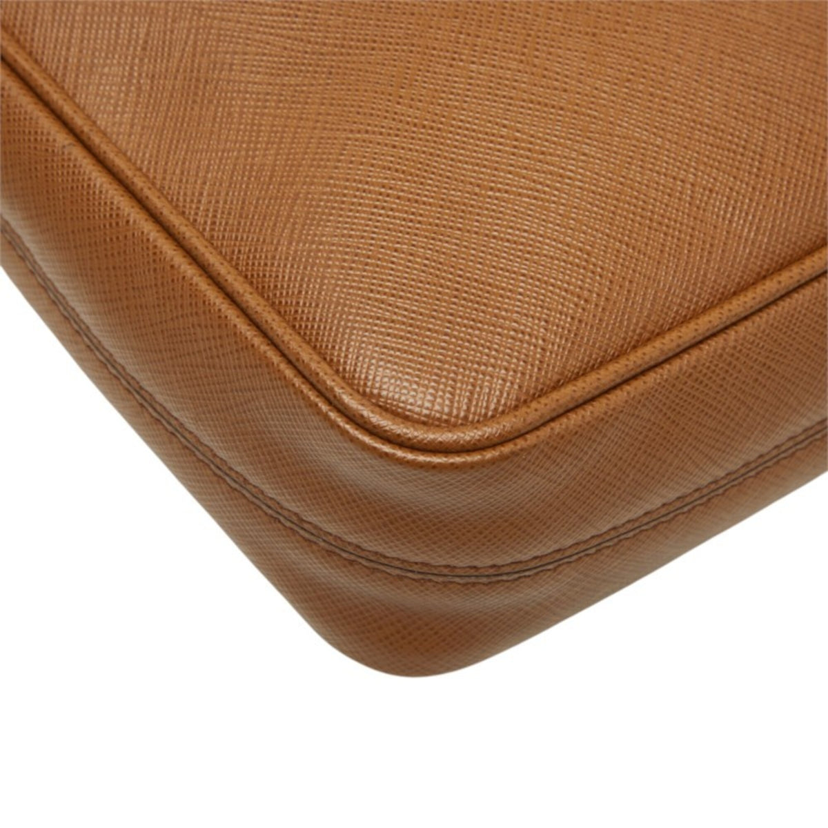 Prada Saffiano Brown Leather Shoulder Bag (Pre-Owned)