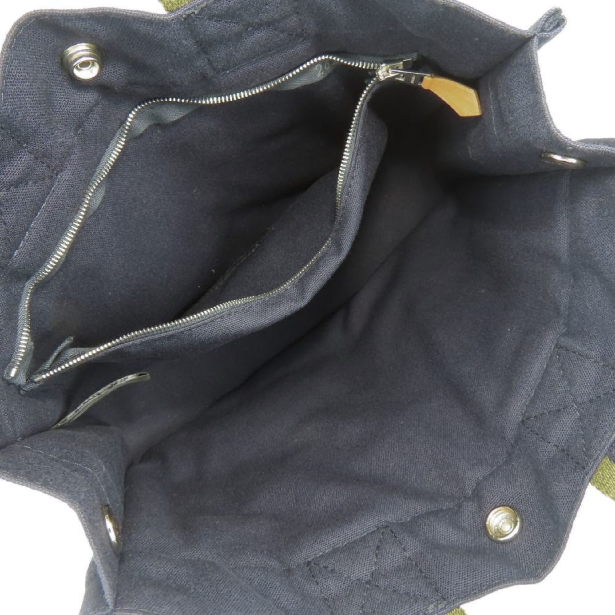 Hermes Navy Olive Canvas Tote Bag (Pre-Owned)