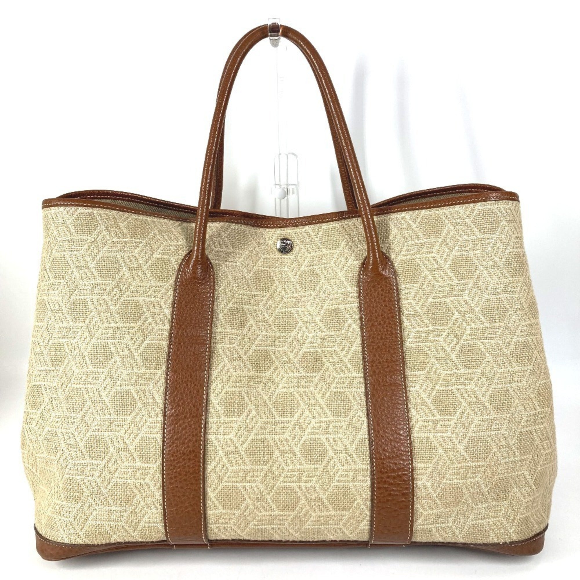 Hermes Beige Toile So H Boston Bag Shoulder Bag Tote Bag (Pre-Owned)