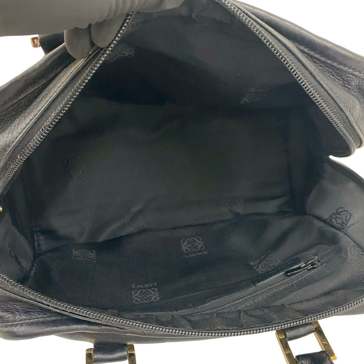 Loewe Black Leather Boston Bag Handbag Tote Bag (Pre-Owned)