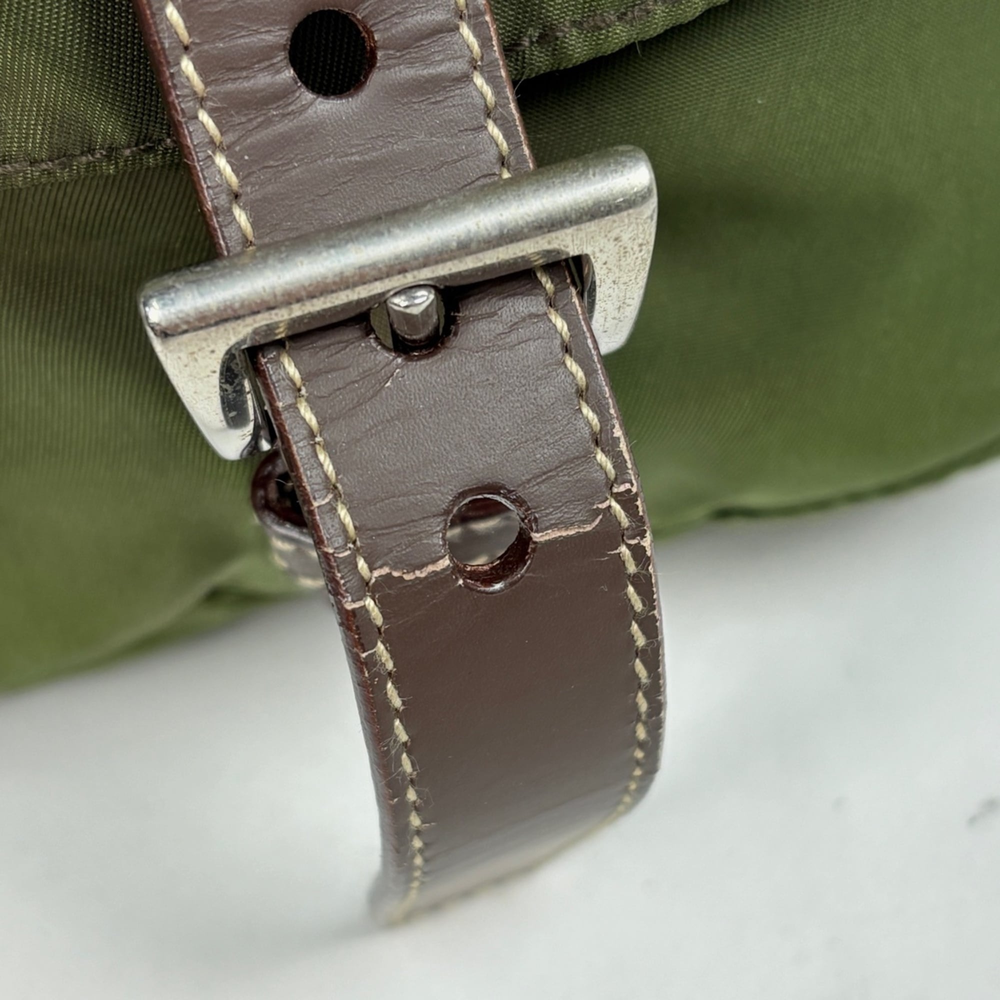 Prada Khaki Nylon Shoulder Bag (Pre-Owned)
