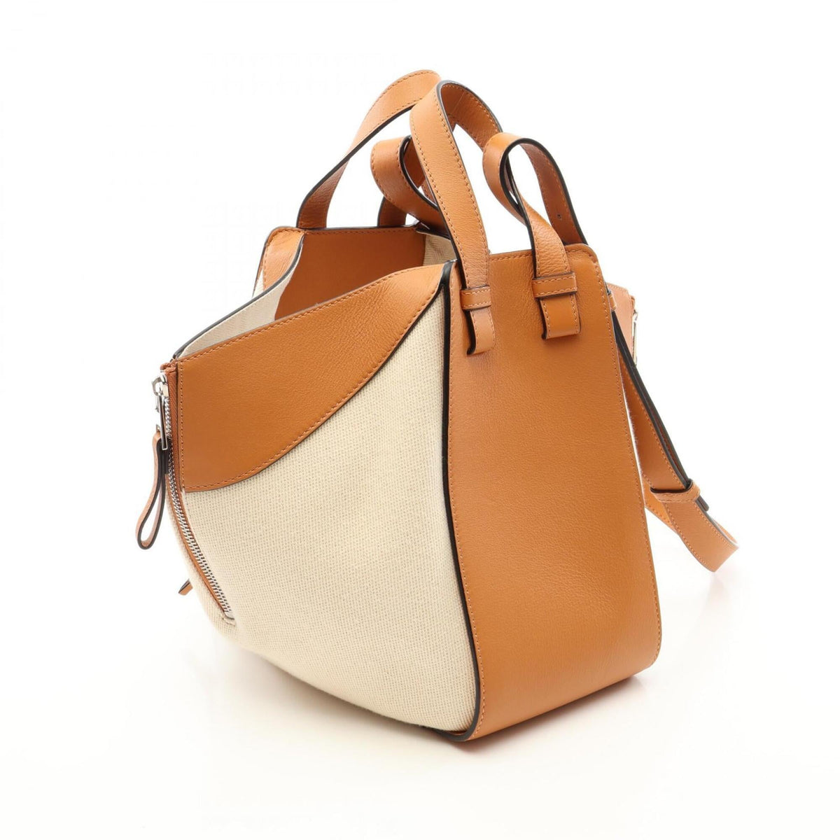 Loewe Brown Ivory Leather Canvas Handbag (Pre-Owned)