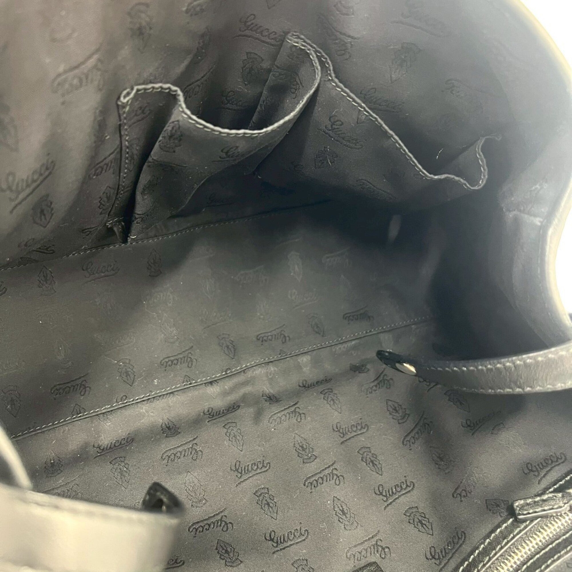 Gucci Black Leather Handbag Shoulder Bag Tote Bag (Pre-Owned)