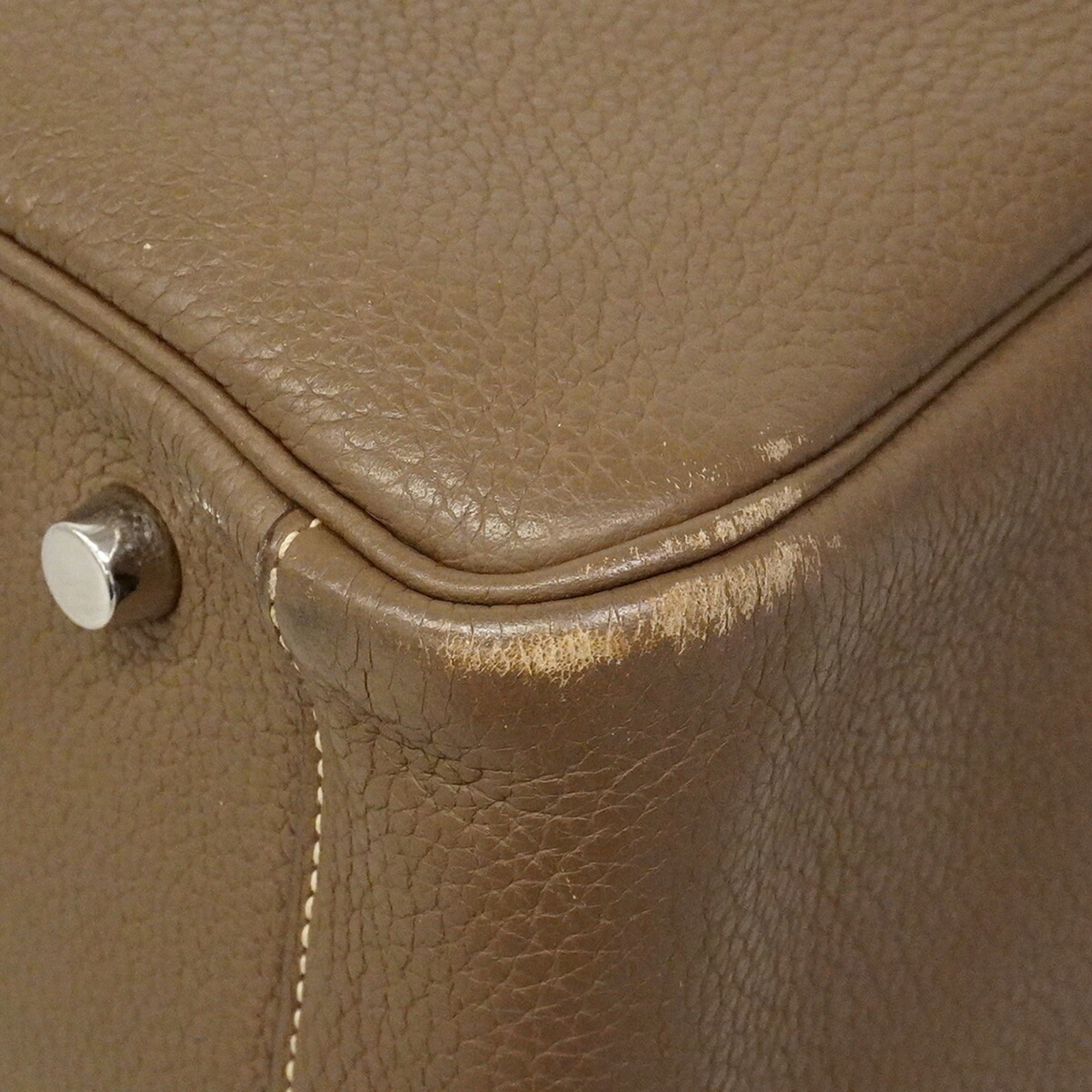 Hermes Gray Taurillon Clemence Leather Handbag (Pre-Owned)
