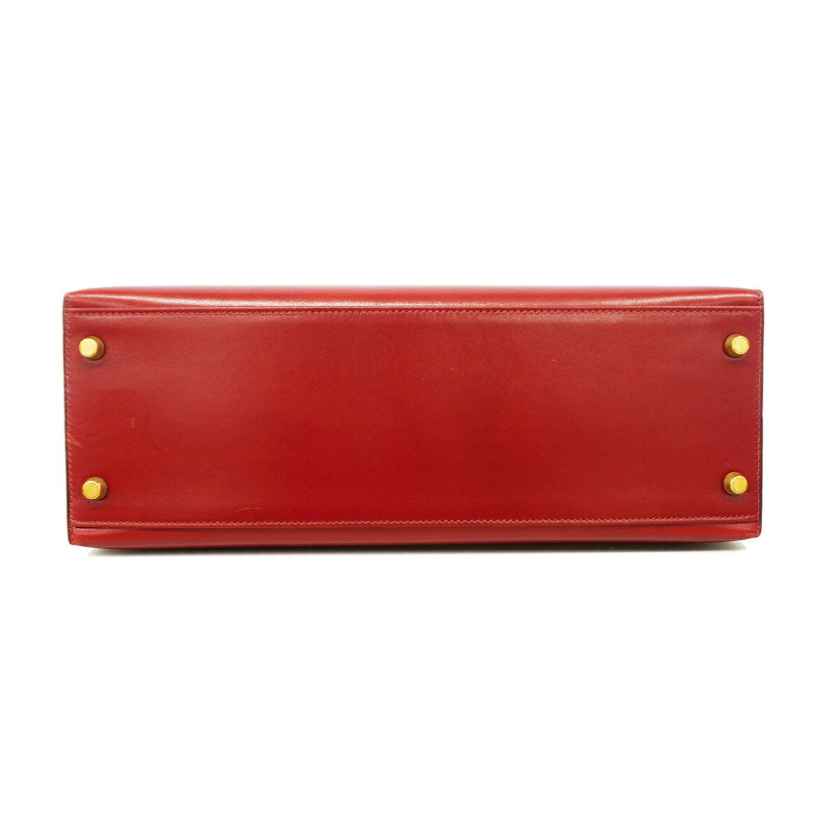 Hermes Rouge H Box Calf Leather Handbag (Pre-Owned)