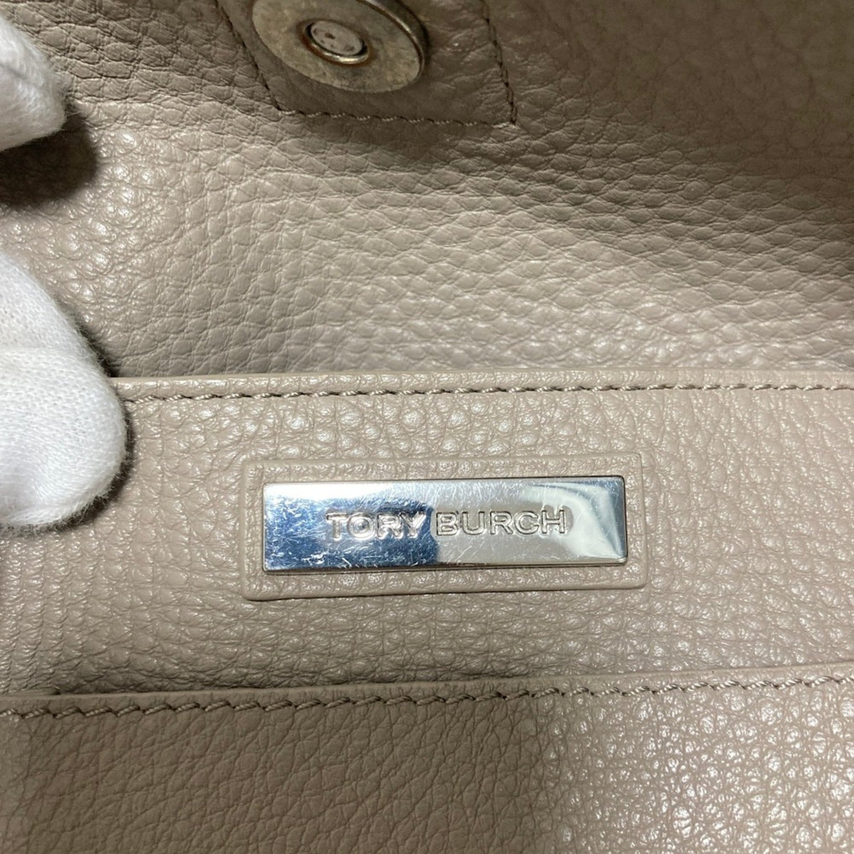 Tory Burch Gray Leather Tote Bag (Pre-Owned)
