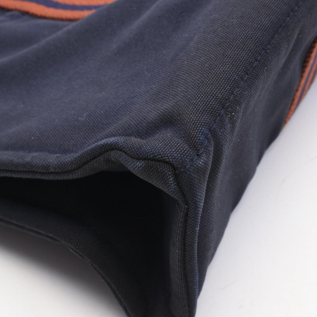 Hermes Navy Canvas Handbag Tote Bag (Pre-Owned)