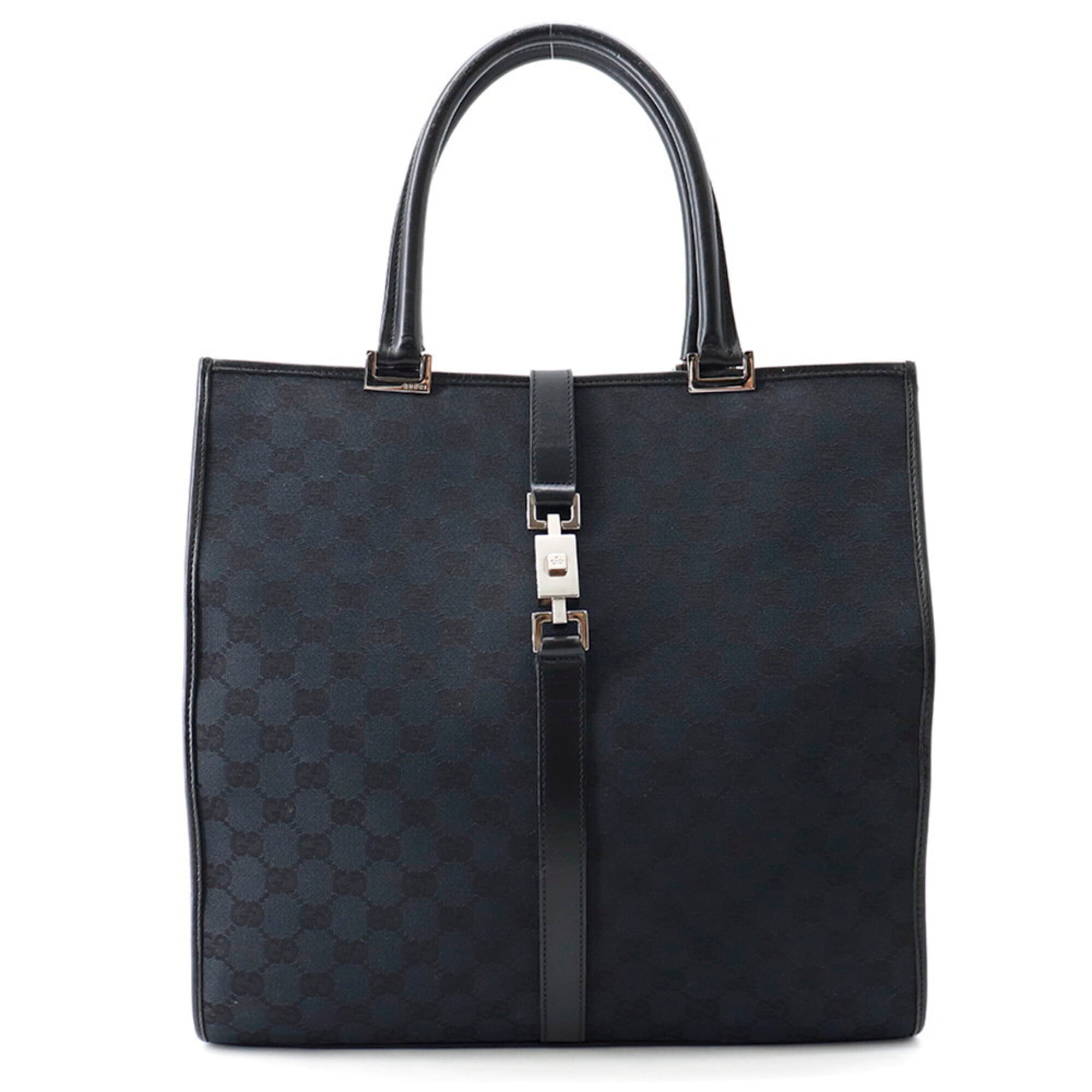 Gucci Black Canvas Leather Tote Bag (Pre-Owned)