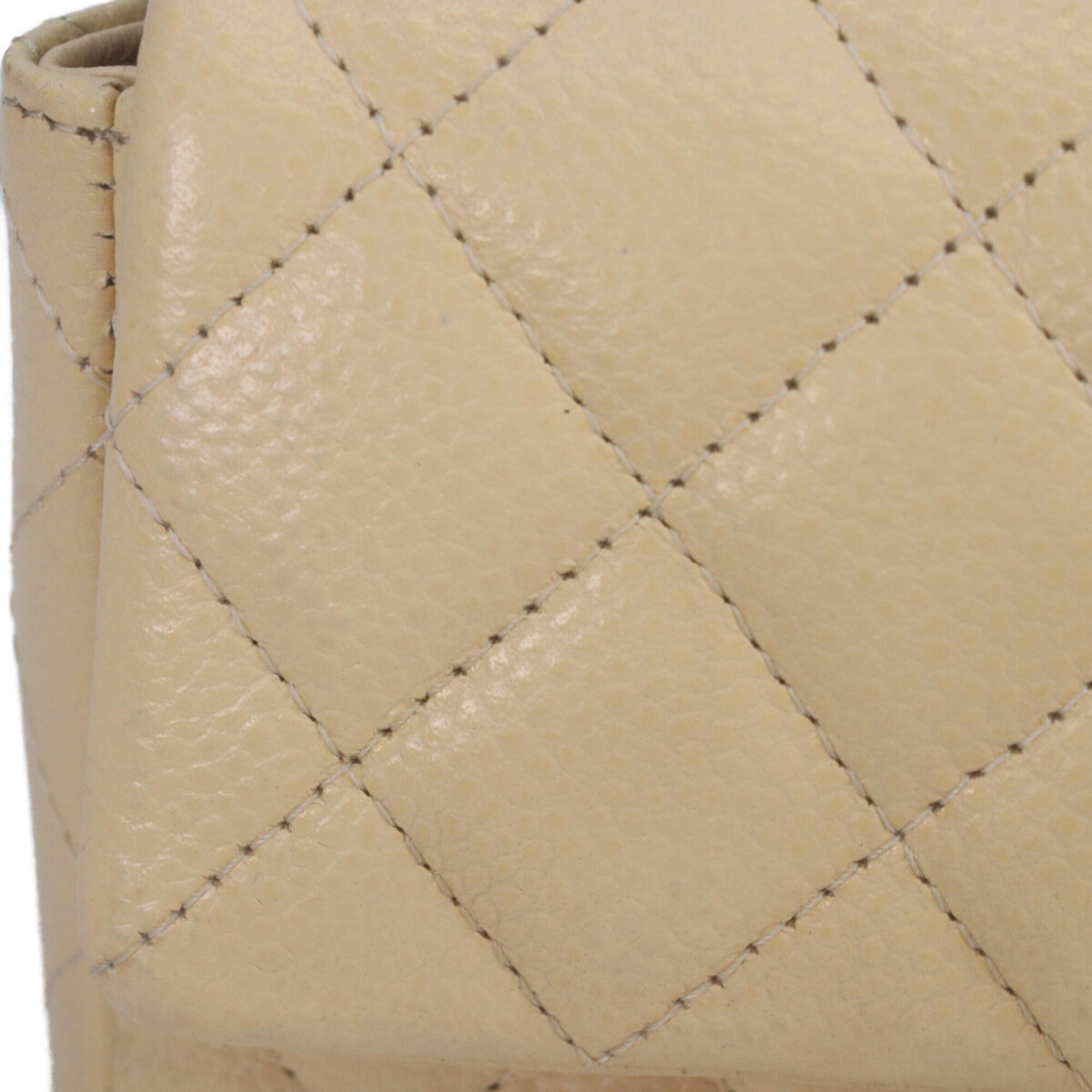 Chanel Light Beige Grained Calfskin Shoulder Bag (Pre-Owned)