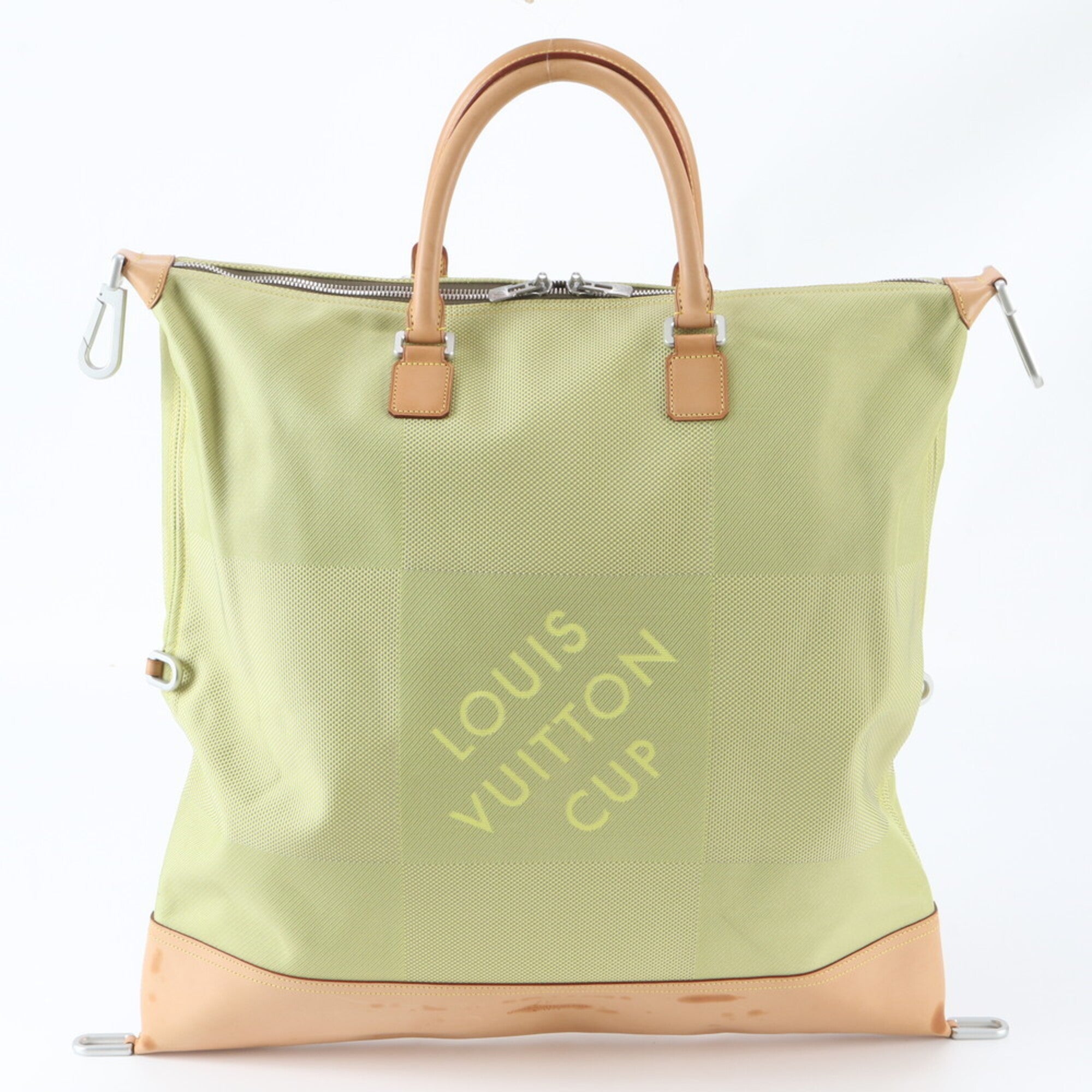 Louis Vuitton Damier Geant Lime Yellow Leather Canvas Handbag Tote Bag (Pre-Owned)
