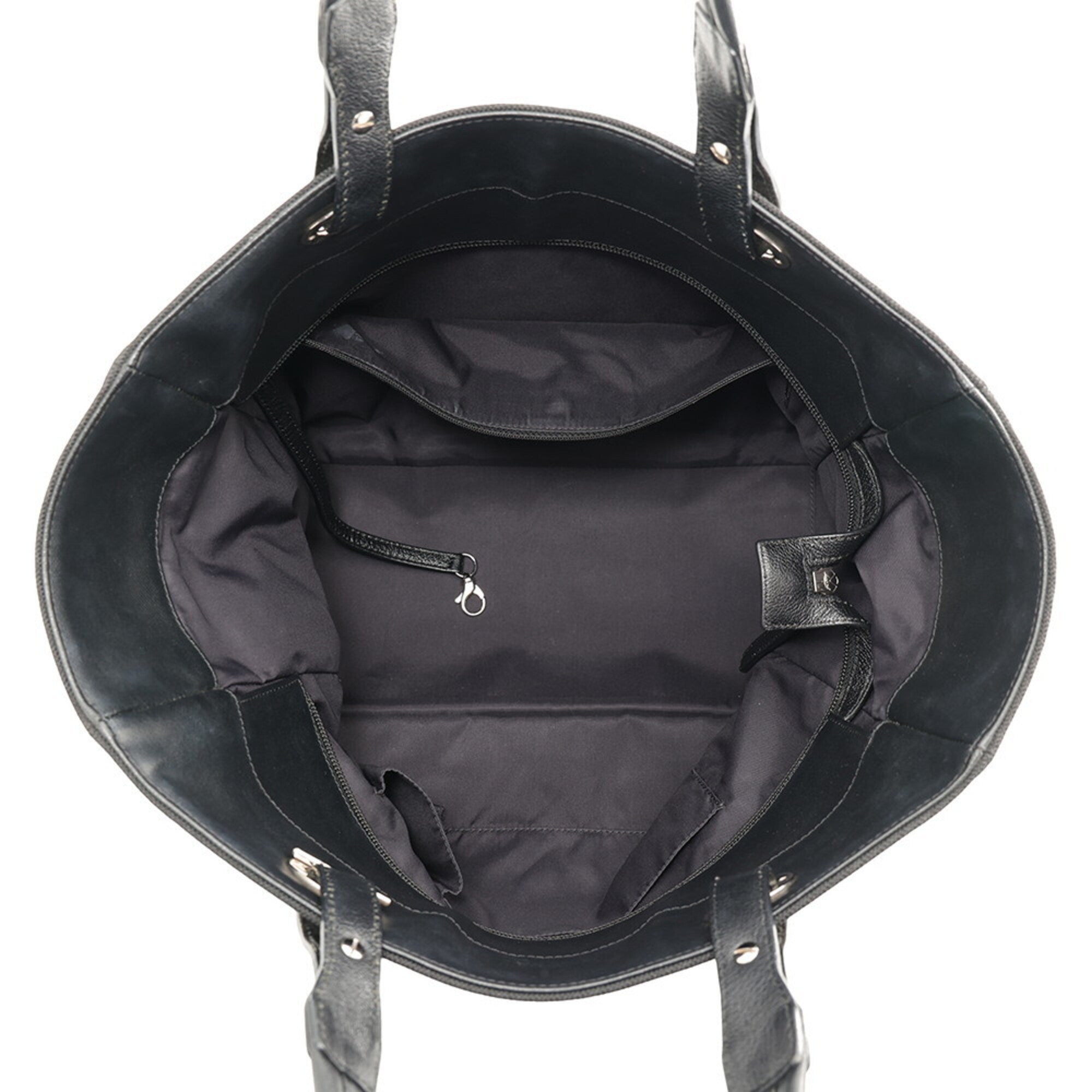 Chanel Black Leather Canvas Tote Bag (Pre-Owned)