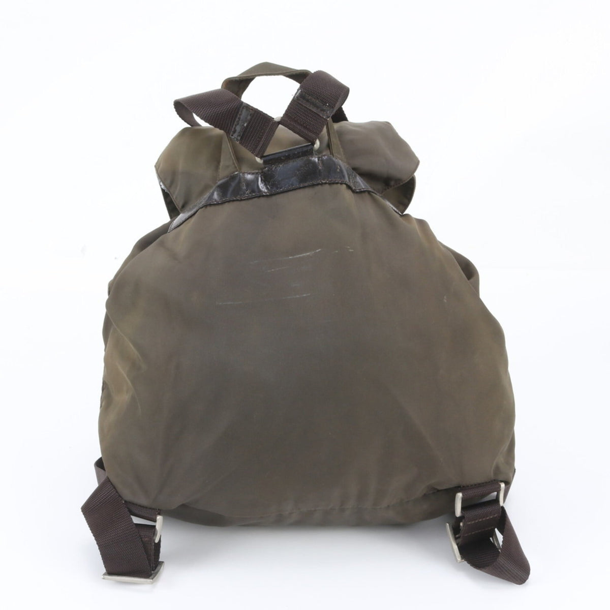 Prada Green Khaki Leather Nylon Backpack (Pre-Owned)