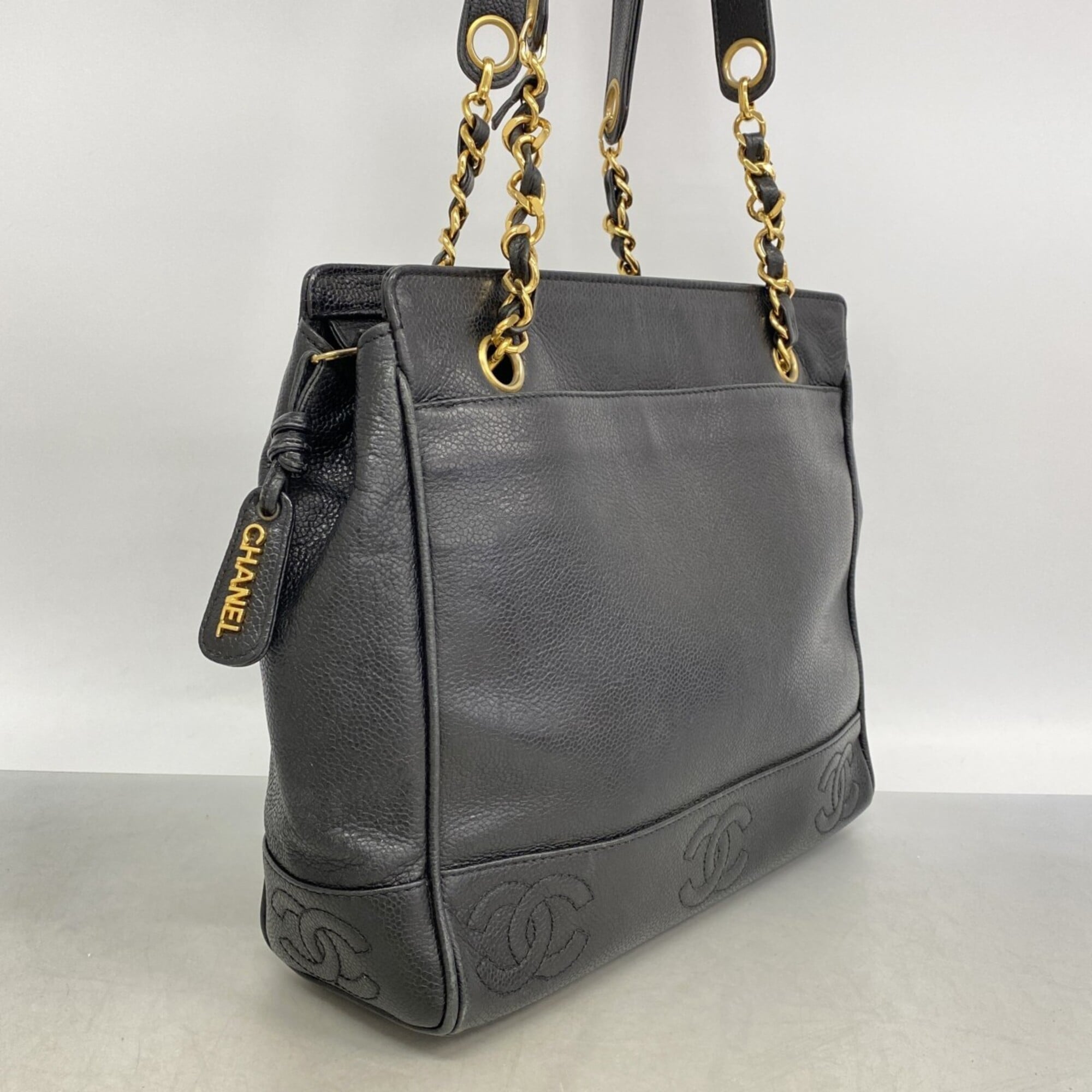 Chanel Black Grained Calfskin Tote Bag (Pre-Owned)