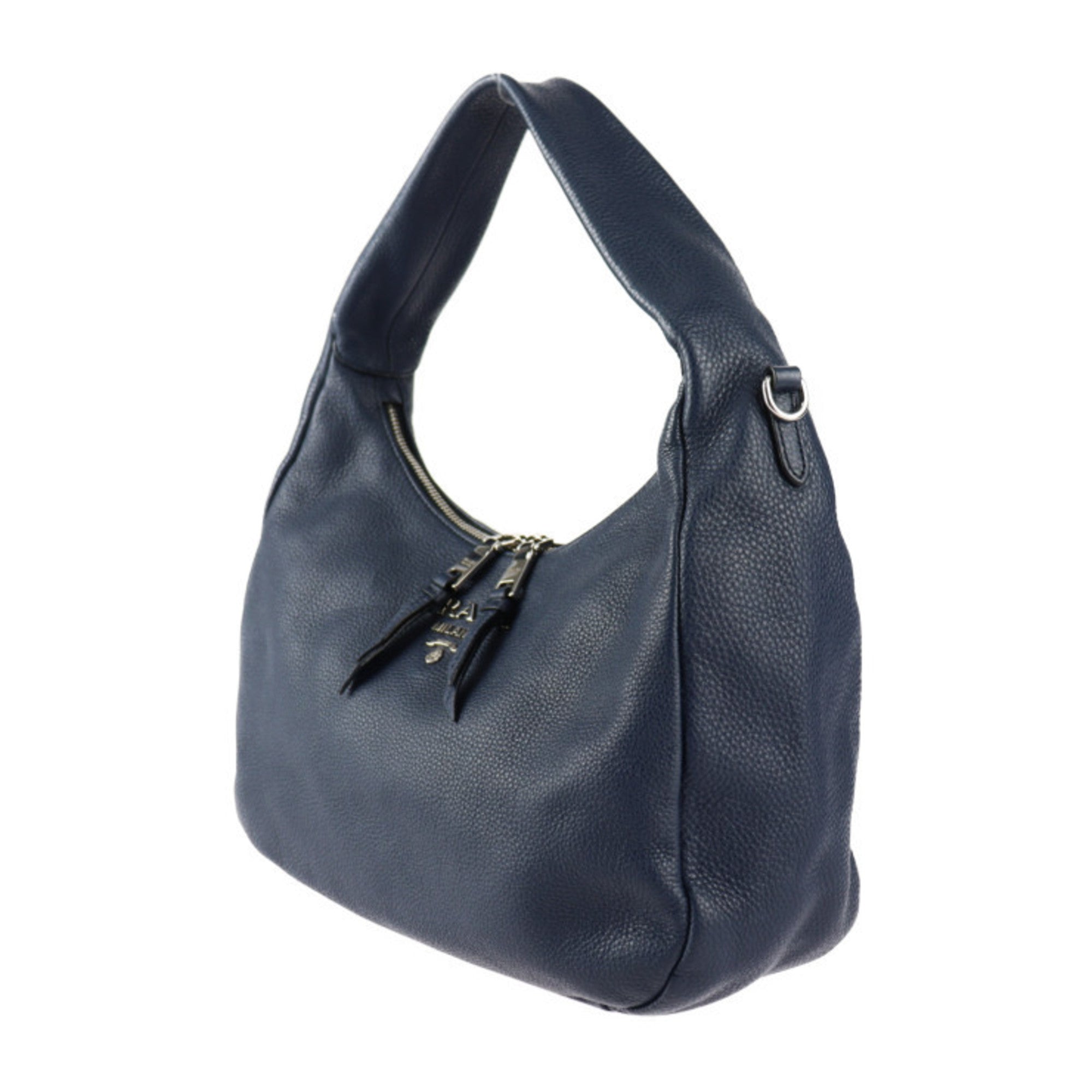 Prada Navy Leather Handbag Shoulder Bag (Pre-Owned)