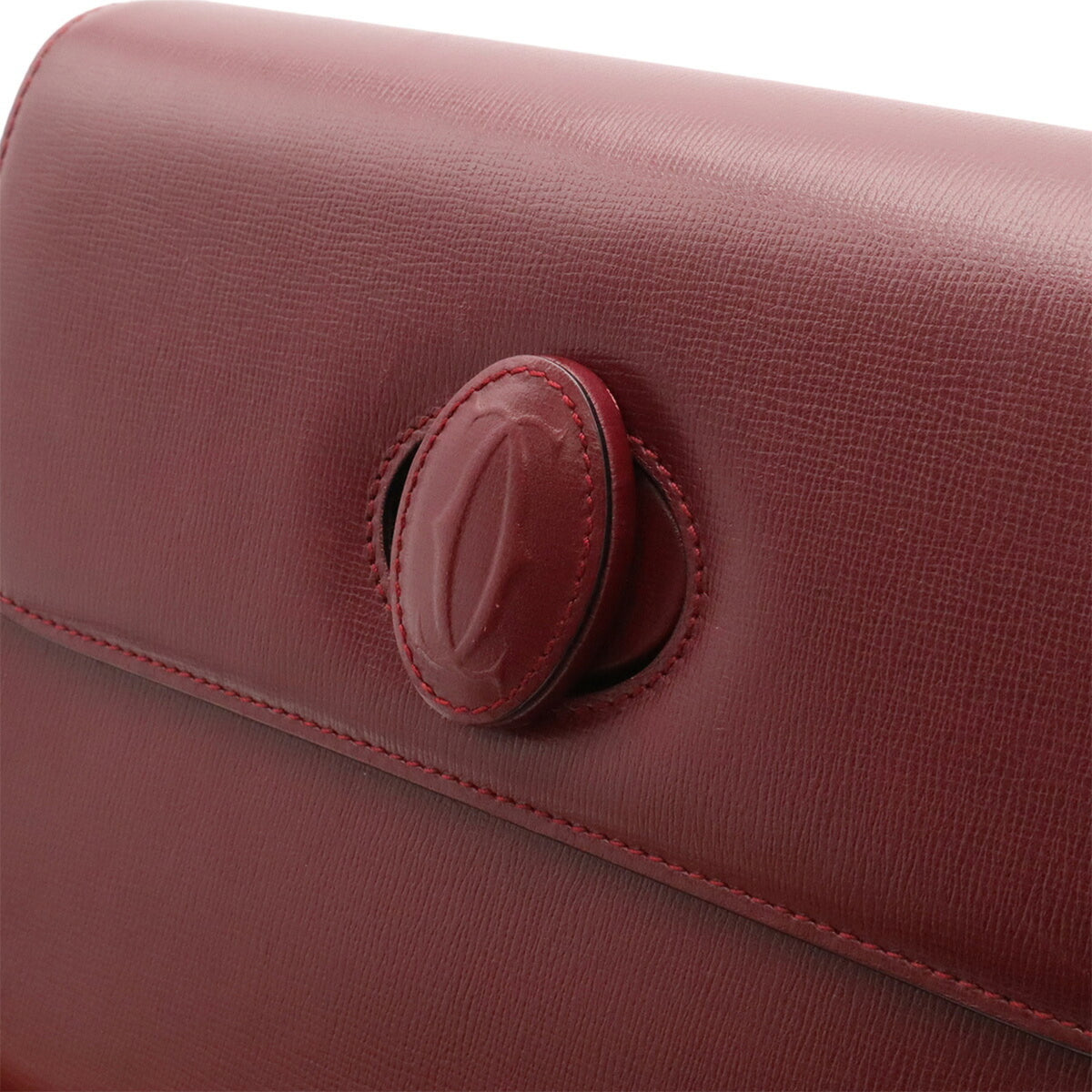 Cartier Bordeaux Red Color Leather Shoulder Bag (Pre-Owned)