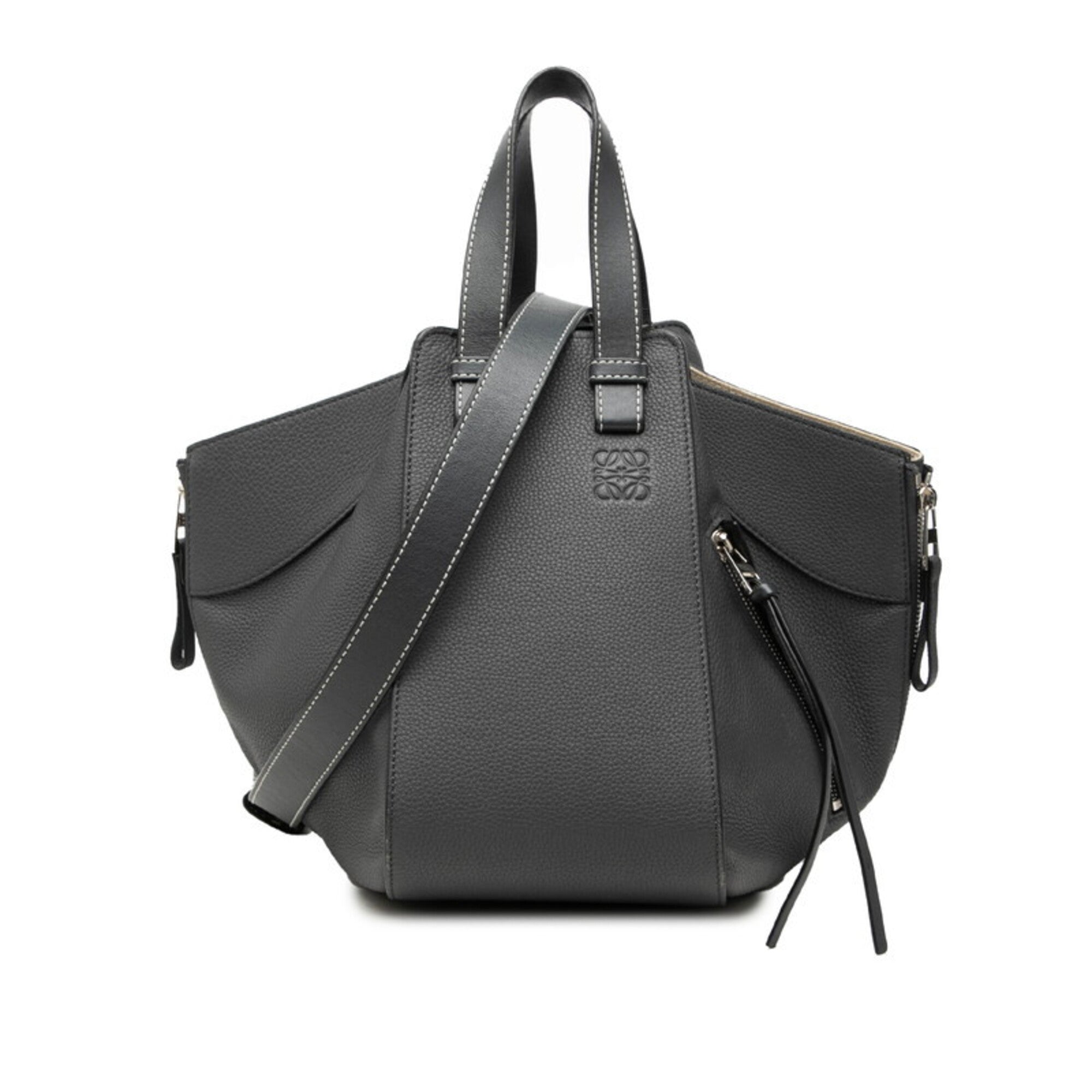 Loewe Gray Leather Handbag Shoulder Bag (Pre-Owned)