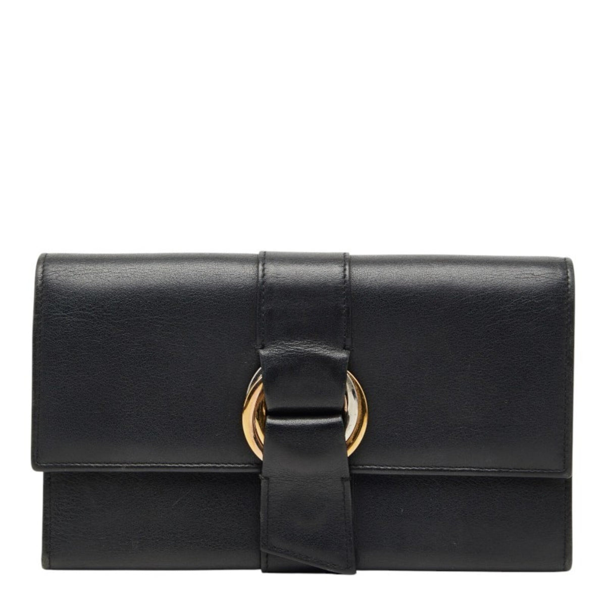 Cartier Black Leather Long Wallet (Tri-Fold) (Pre-Owned)