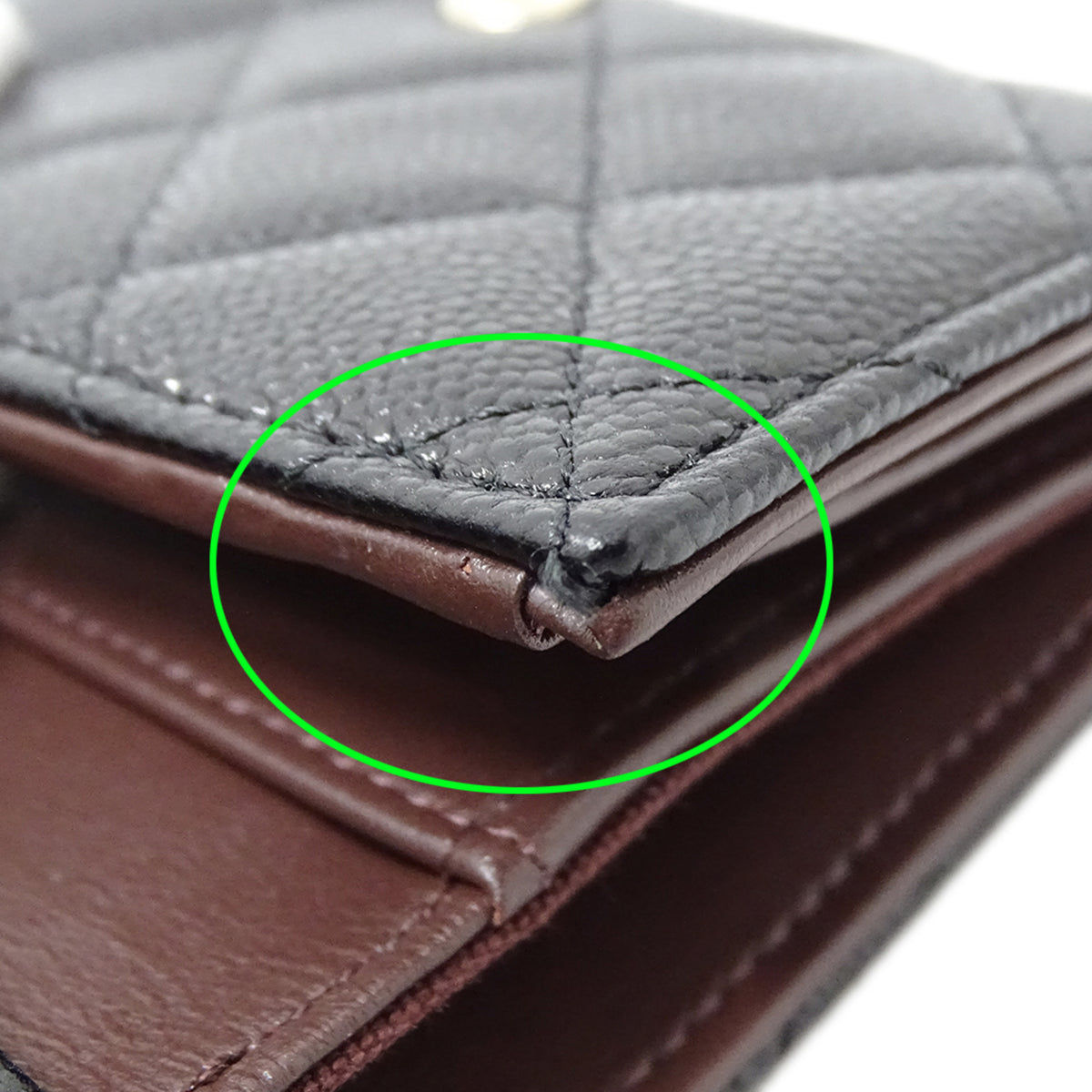 Chanel Black Grained Calfskin Wallet (Tri-Fold) (Pre-Owned)