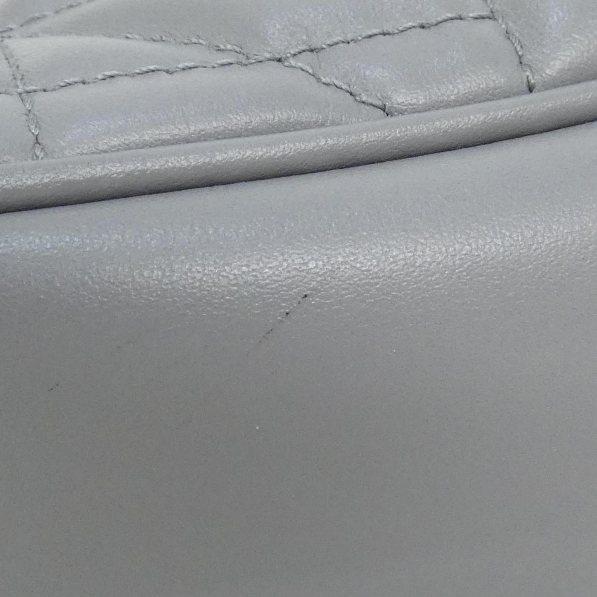 Gucci Gg Marmont Gray Leather Shoulder Bag (Pre-Owned)