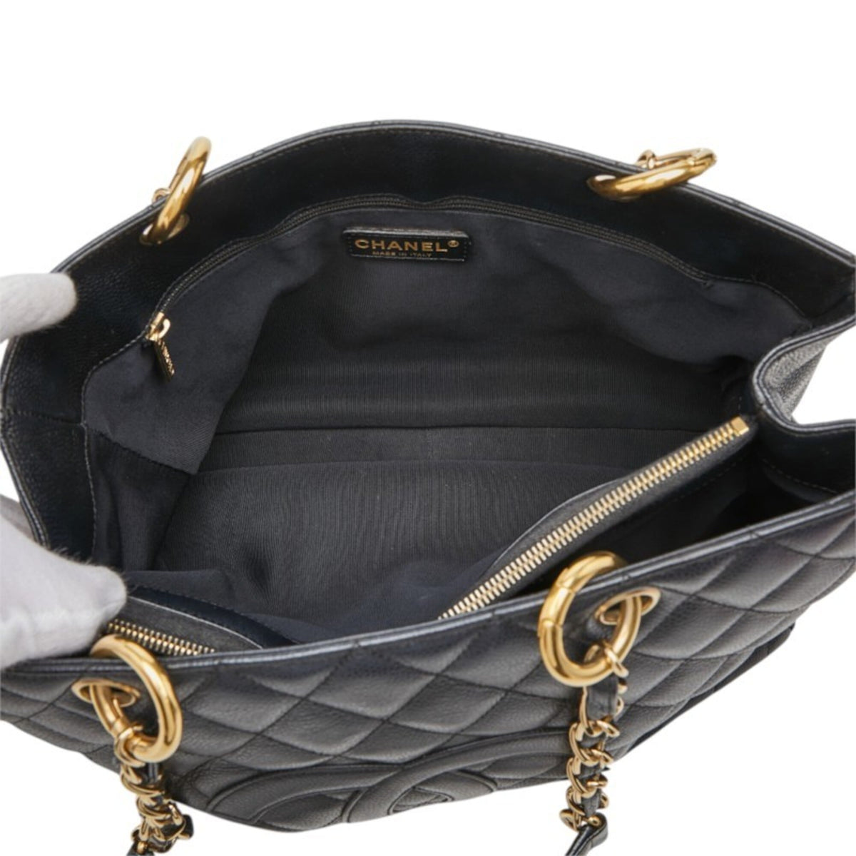 Chanel Black Grained Calfskin Shoulder Bag Tote Bag (Pre-Owned)