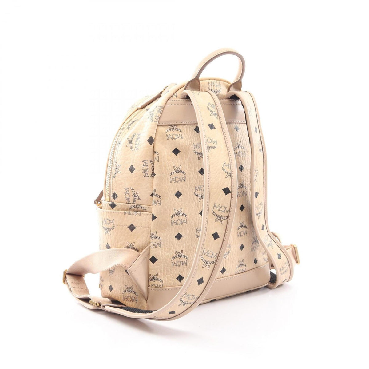 Mcm Beige Coated Canvas Leather Backpack (Pre-Owned)