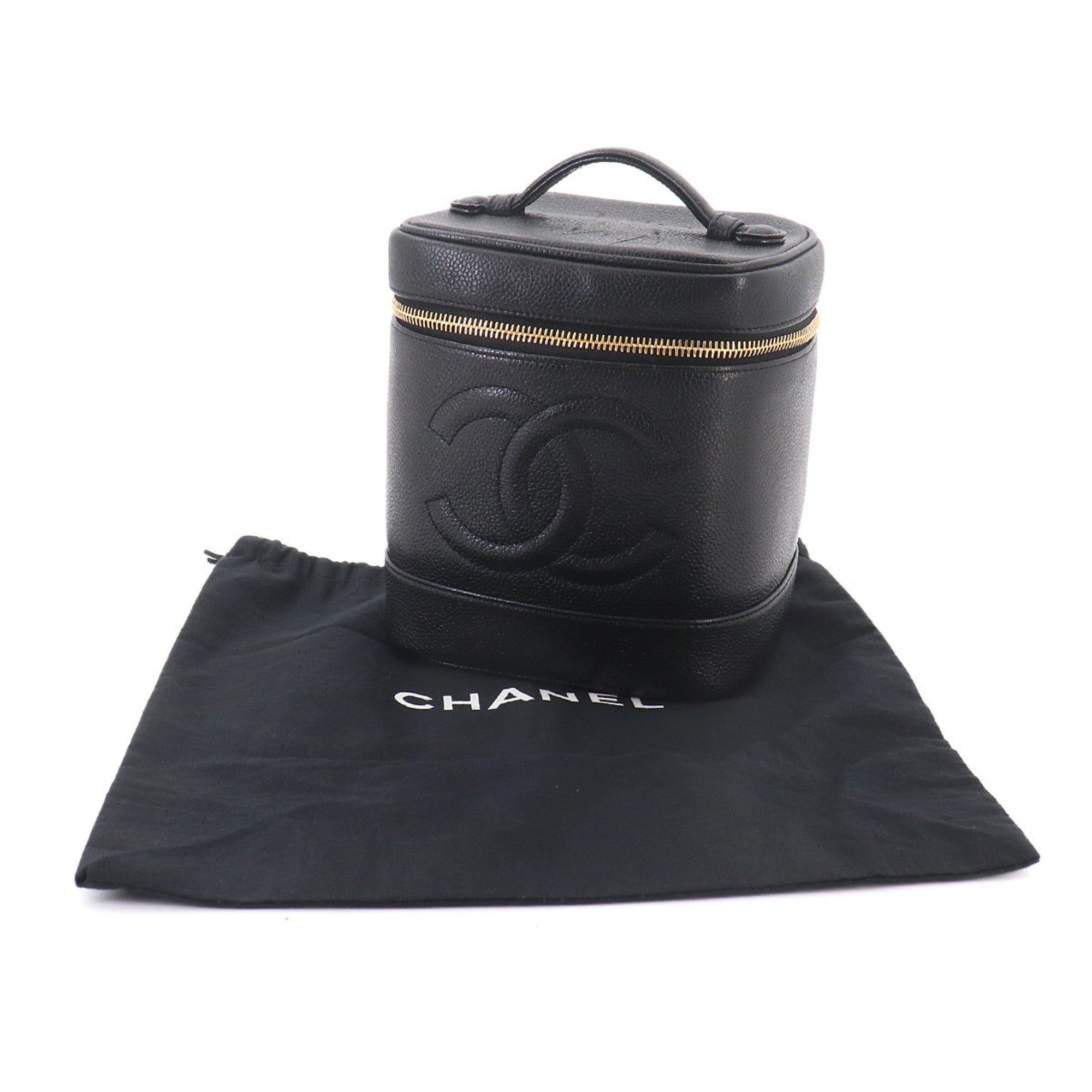 Chanel Black Grained Calfskin Handbag Vanity Bag (Pre-Owned)