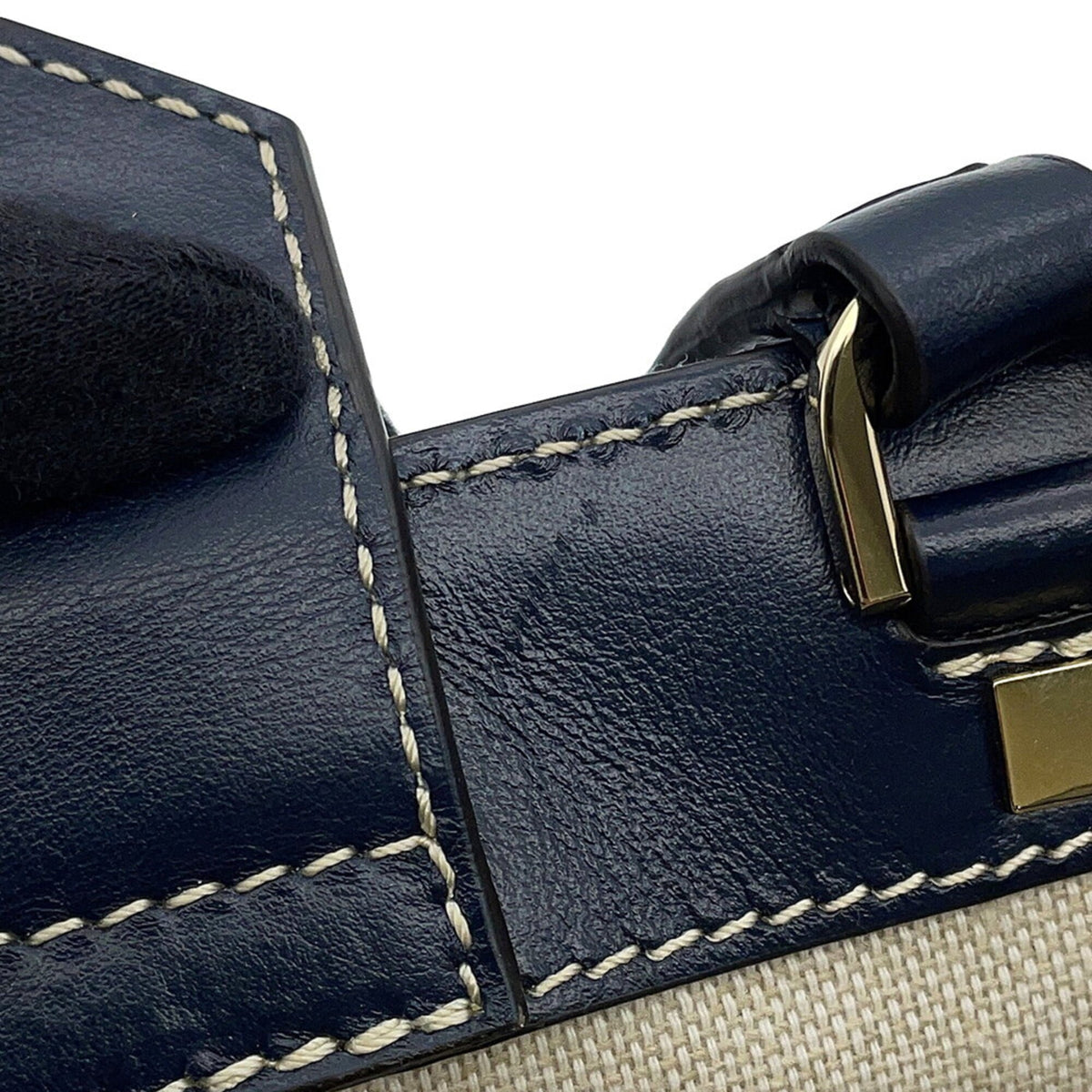 Jimmy Choo Blue Navy White Denim Leather Handbag Tote Bag (Pre-Owned)