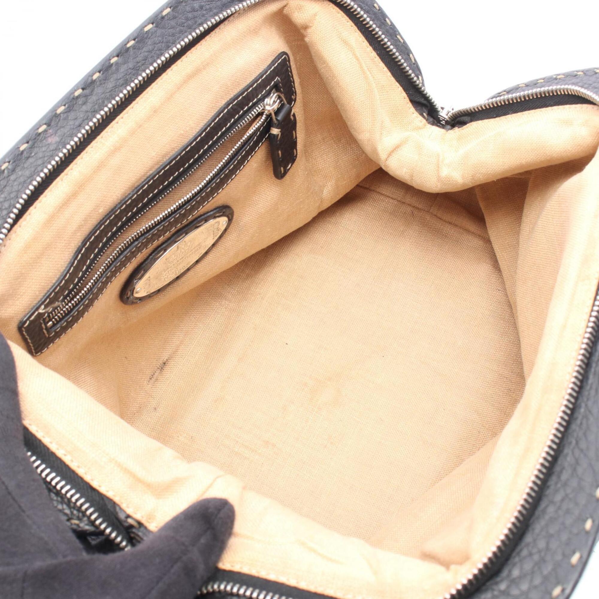 Fendi Selleria Black Leather Handbag (Pre-Owned)