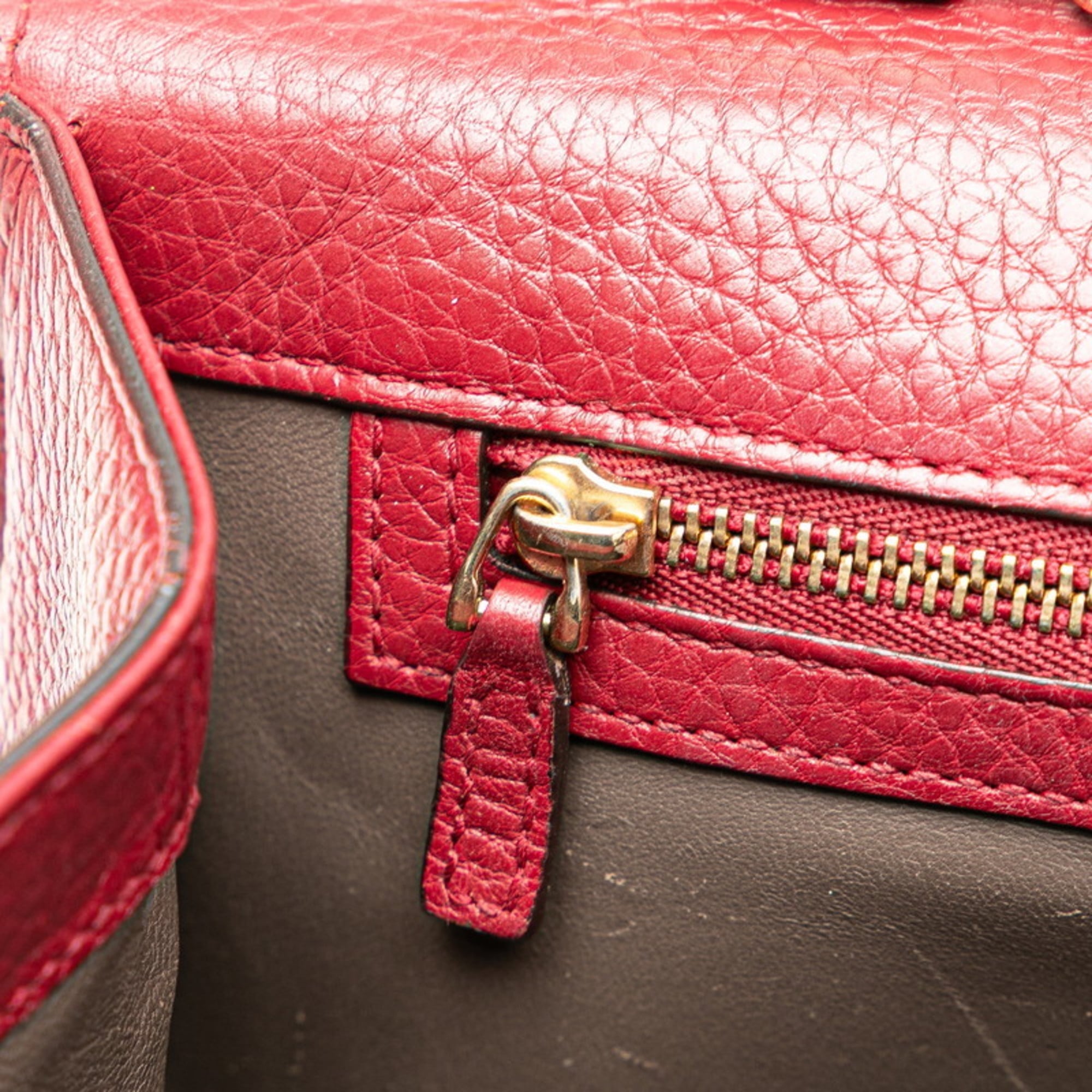 Gucci Red Color Wine Leather Shoulder Bag (Pre-Owned)