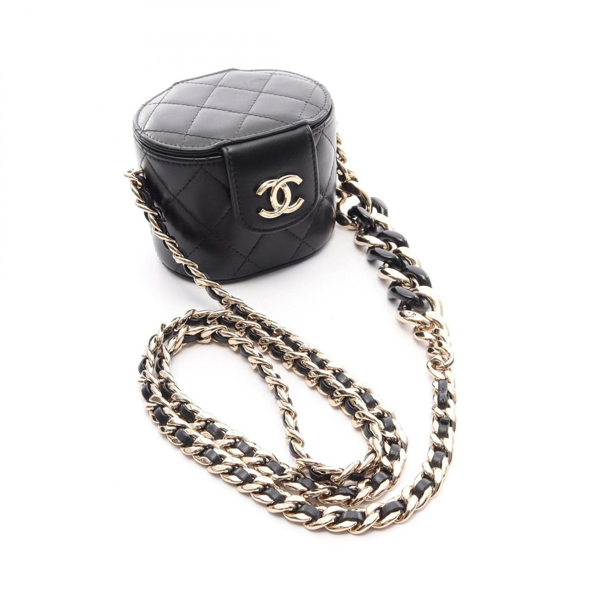 Chanel Black Leather Handbag Shoulder Bag (Pre-Owned)