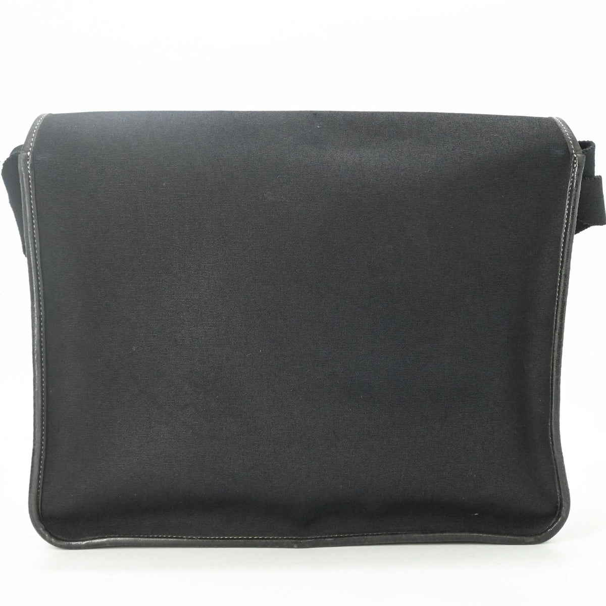 Hermes Buenaventura Black Toile H Leather Messenger Bag Shoulder Bag (Pre-Owned)