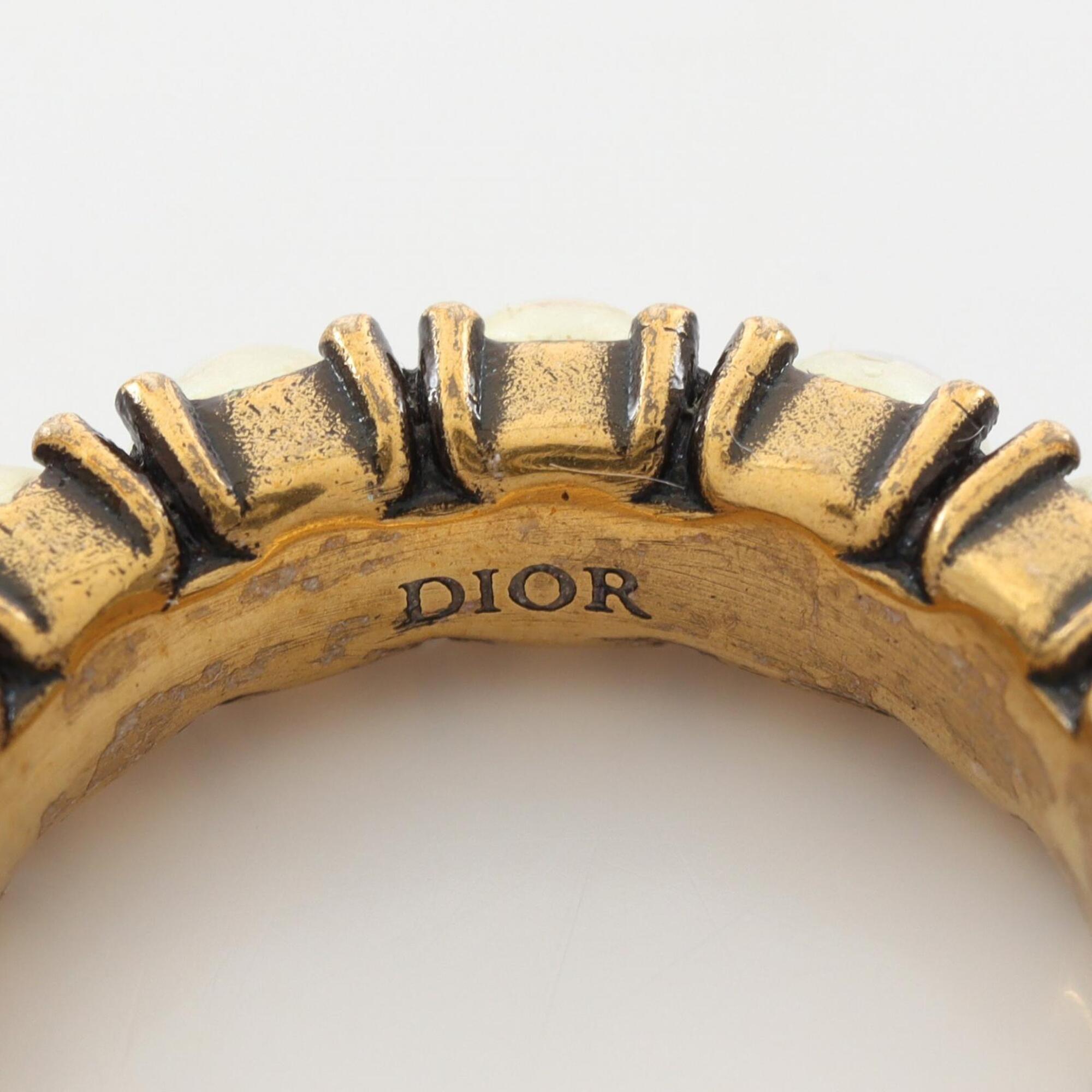 Christian Dior Gold White Gold Plating Band Ring (Pre-Owned)