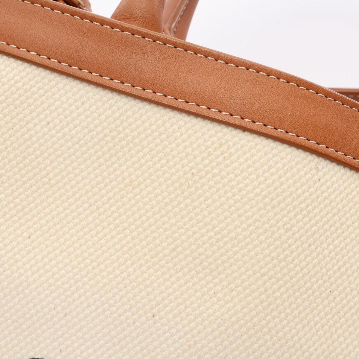 Celine Brown Ivory Canvas Leather Handbag Tote Bag (Pre-Owned)